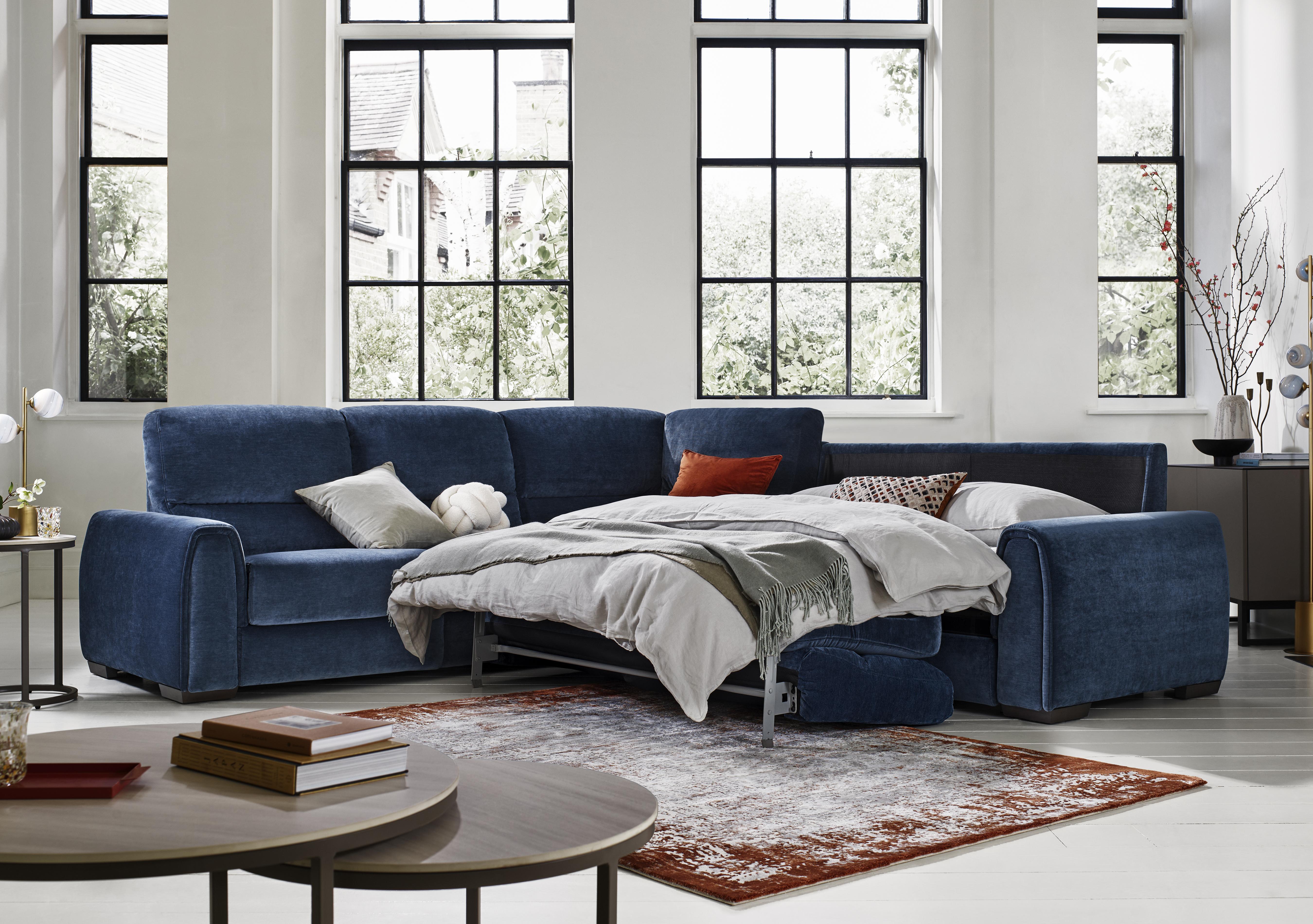 Flex Fabric Large Corner Sofa Bed with Storage Arm in  on Furniture Village