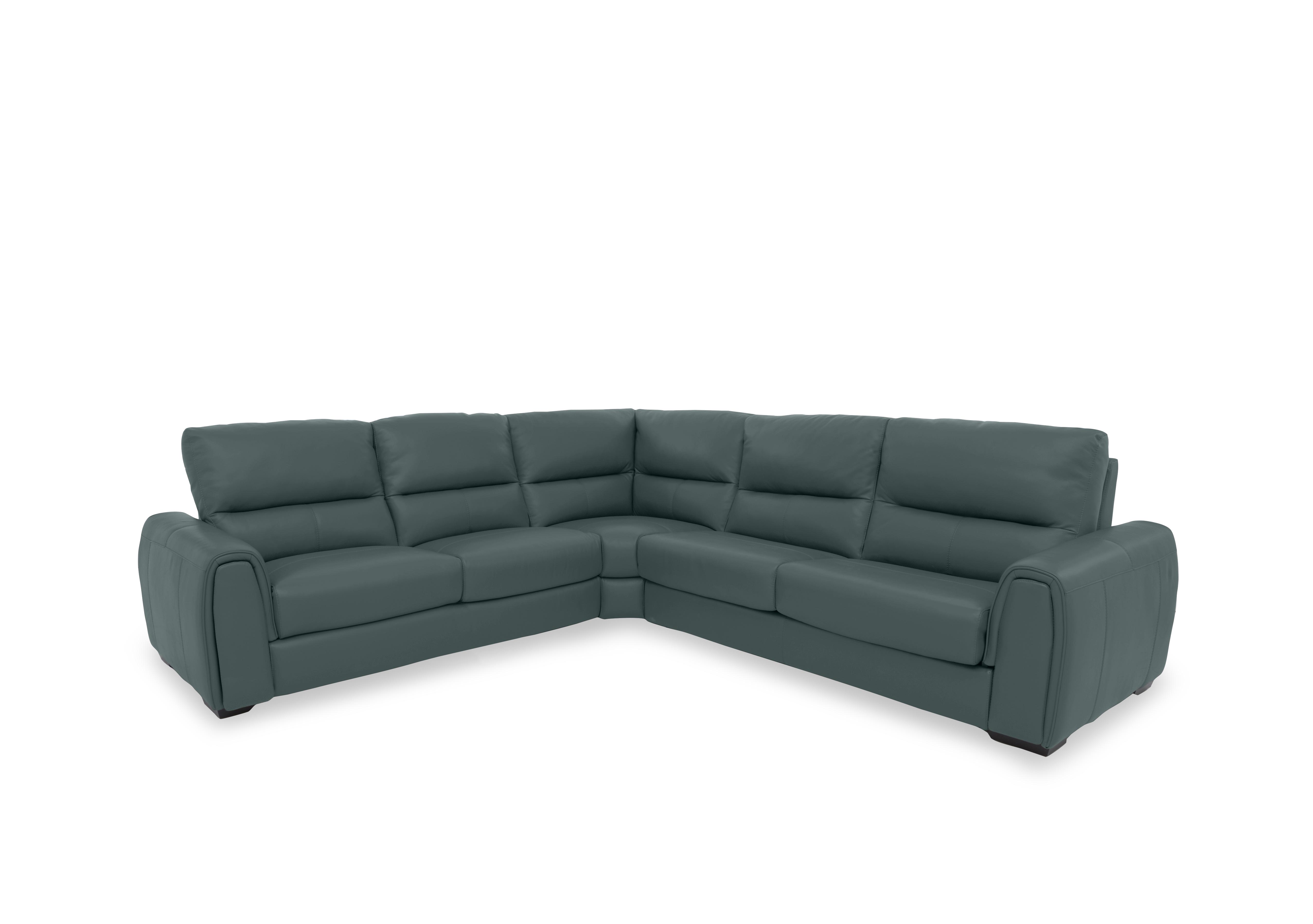 Flex Leather Large Corner Sofa Bed with Storage Arm in Bv-301e Lake Green on Furniture Village