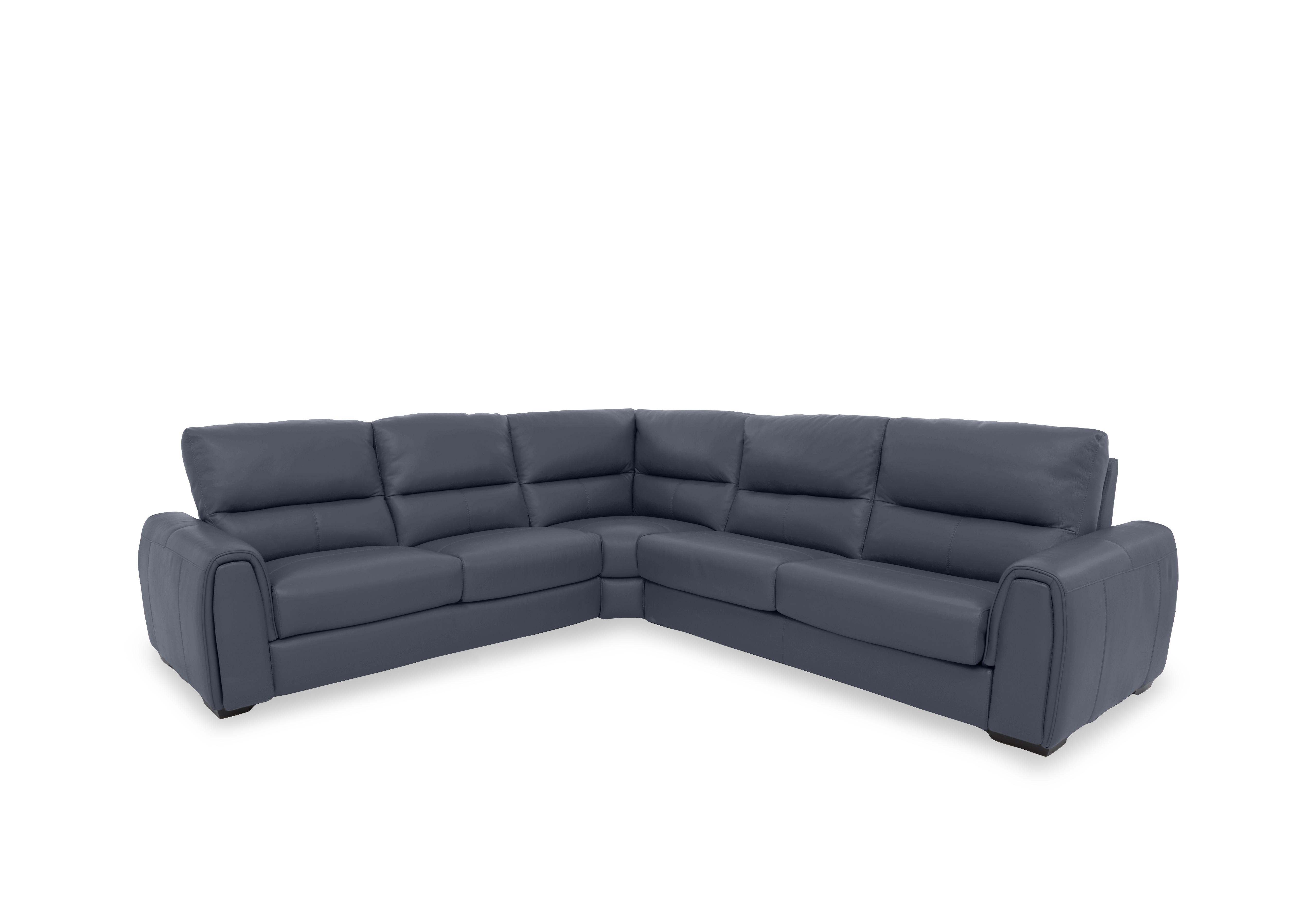 Flex Leather Large Corner Sofa Bed with Storage Arm in Bv-313e Ocean Blue on Furniture Village