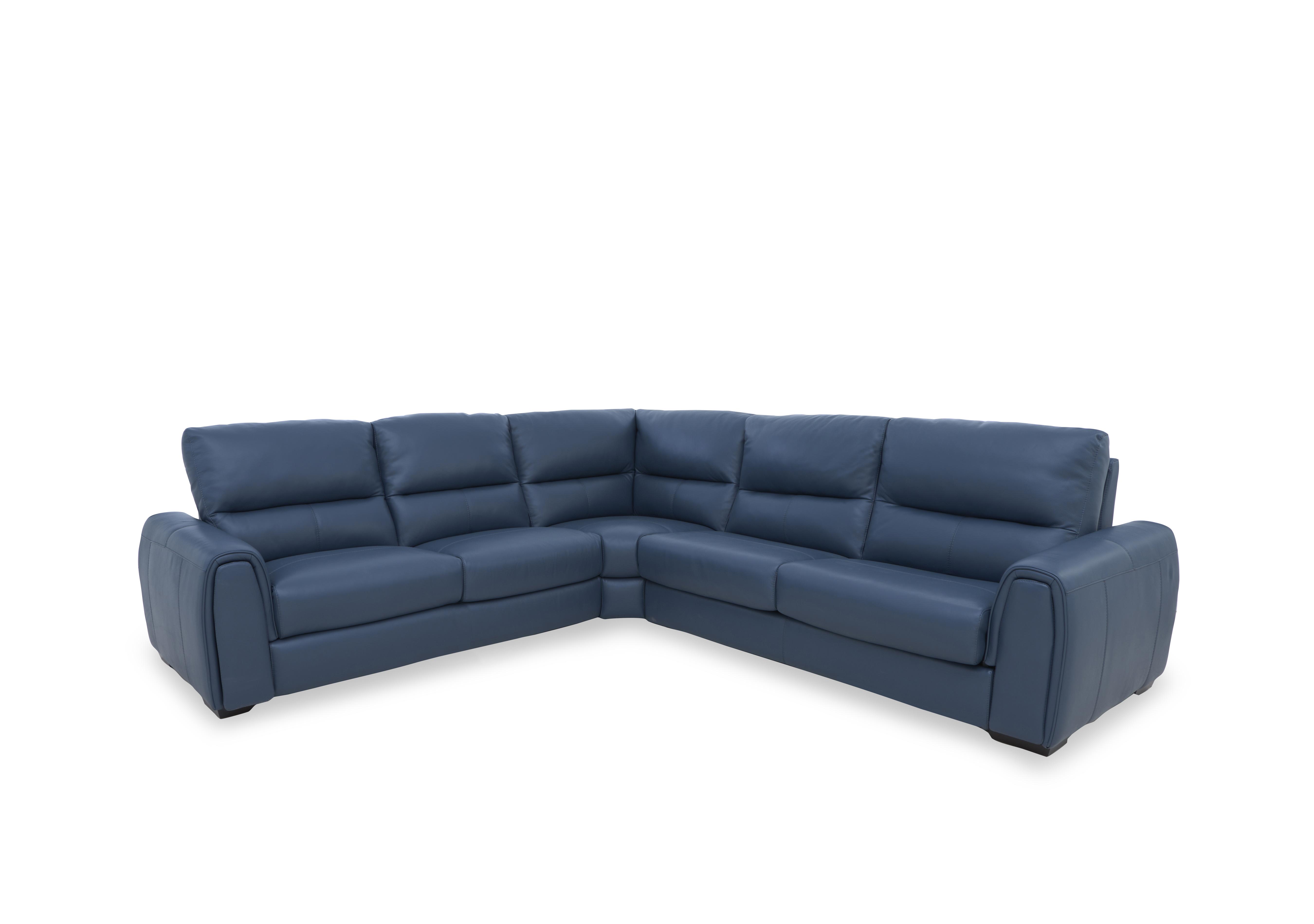 Flex Leather Large Corner Sofa Bed with Storage Arm in Nc-313e Ocean Blue on Furniture Village