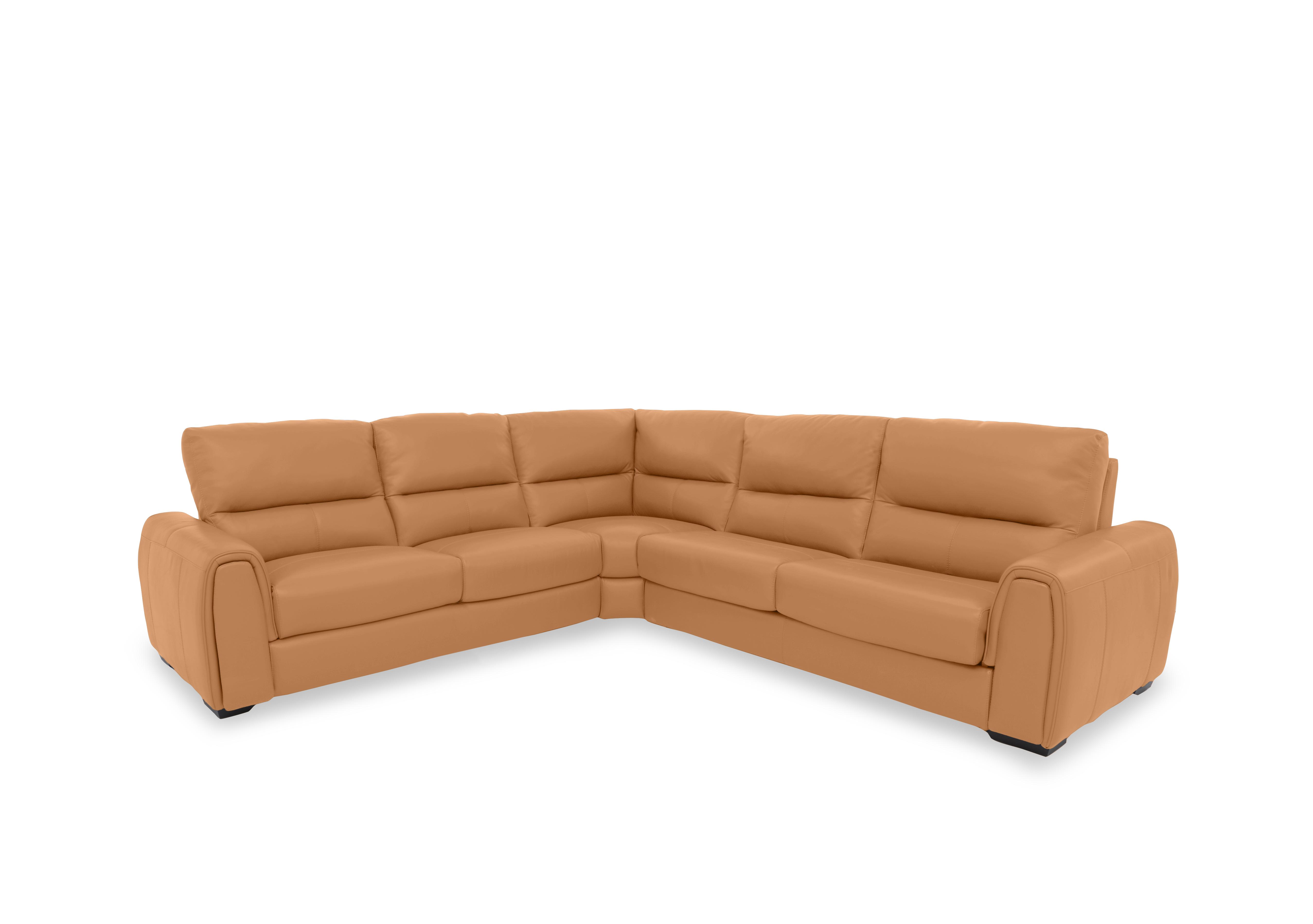 Flex Leather Large Corner Sofa Bed with Storage Arm in Nc-335e Honey Yellow on Furniture Village