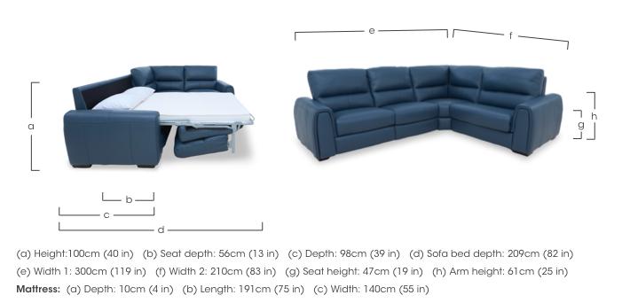 Flex Leather Small Corner Sofa Bed with Storage Arm in  on Furniture Village