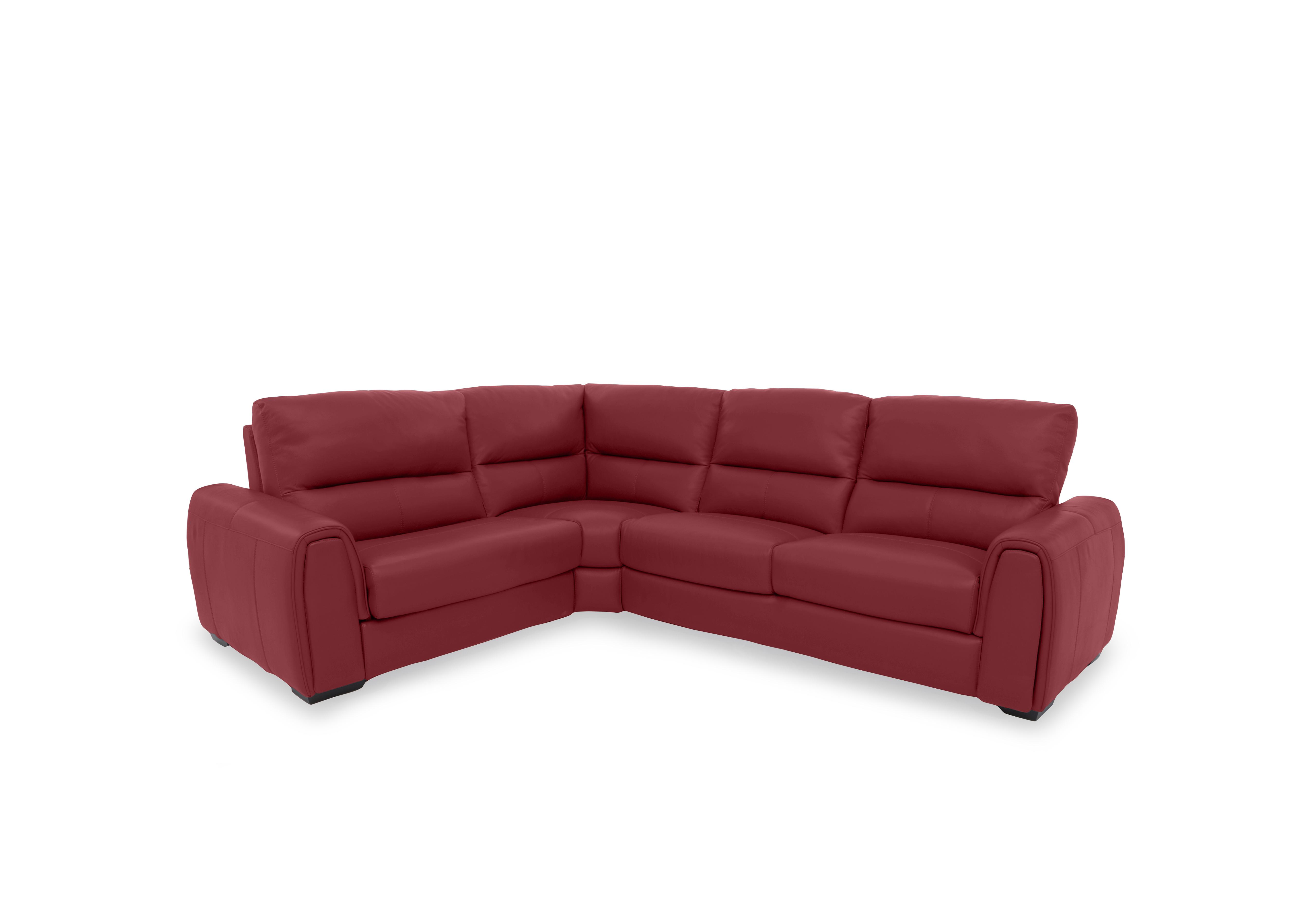 Flex Leather Small Corner Sofa Bed with Storage Arm in Bv-0008 Pure Red on Furniture Village