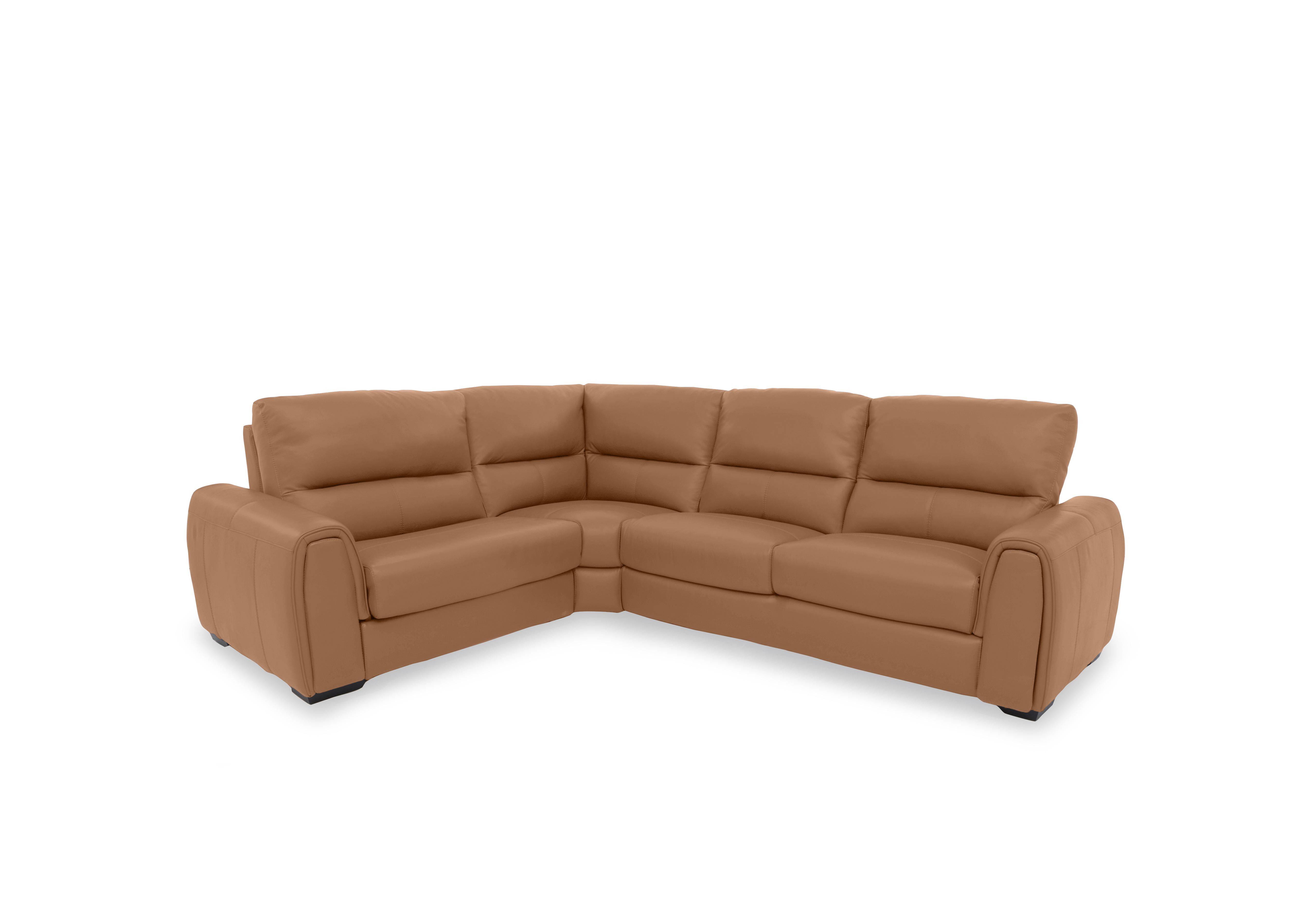 Flex Leather Small Corner Sofa Bed with Storage Arm in Nc-334e Pecan Brown on Furniture Village