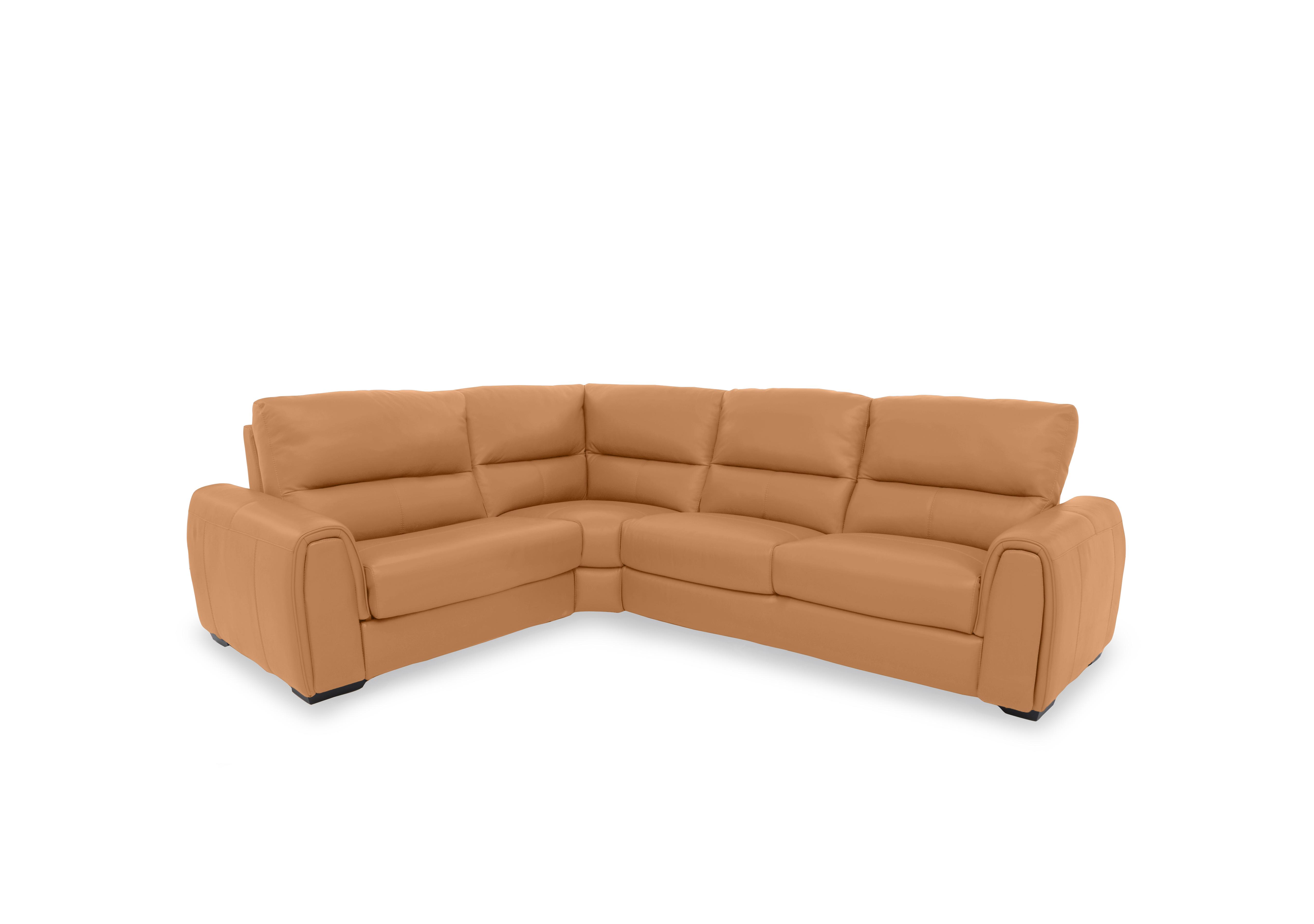 Flex Leather Small Corner Sofa Bed with Storage Arm in Nc-335e Honey Yellow on Furniture Village
