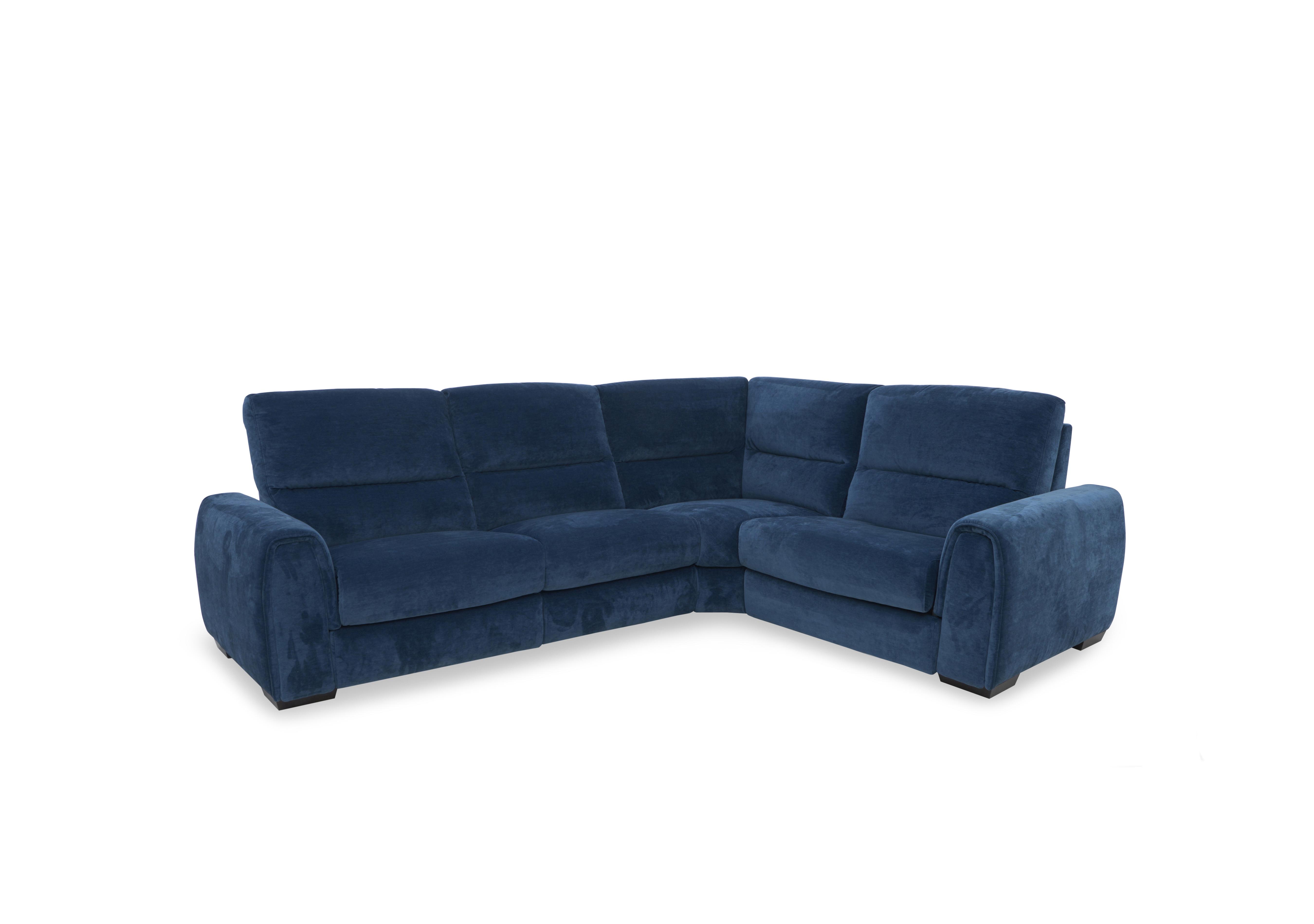 Flex Fabric Small Power Recliner Corner Sofa with Storage Arms in Fab-Can-R330 Steel Blue on Furniture Village