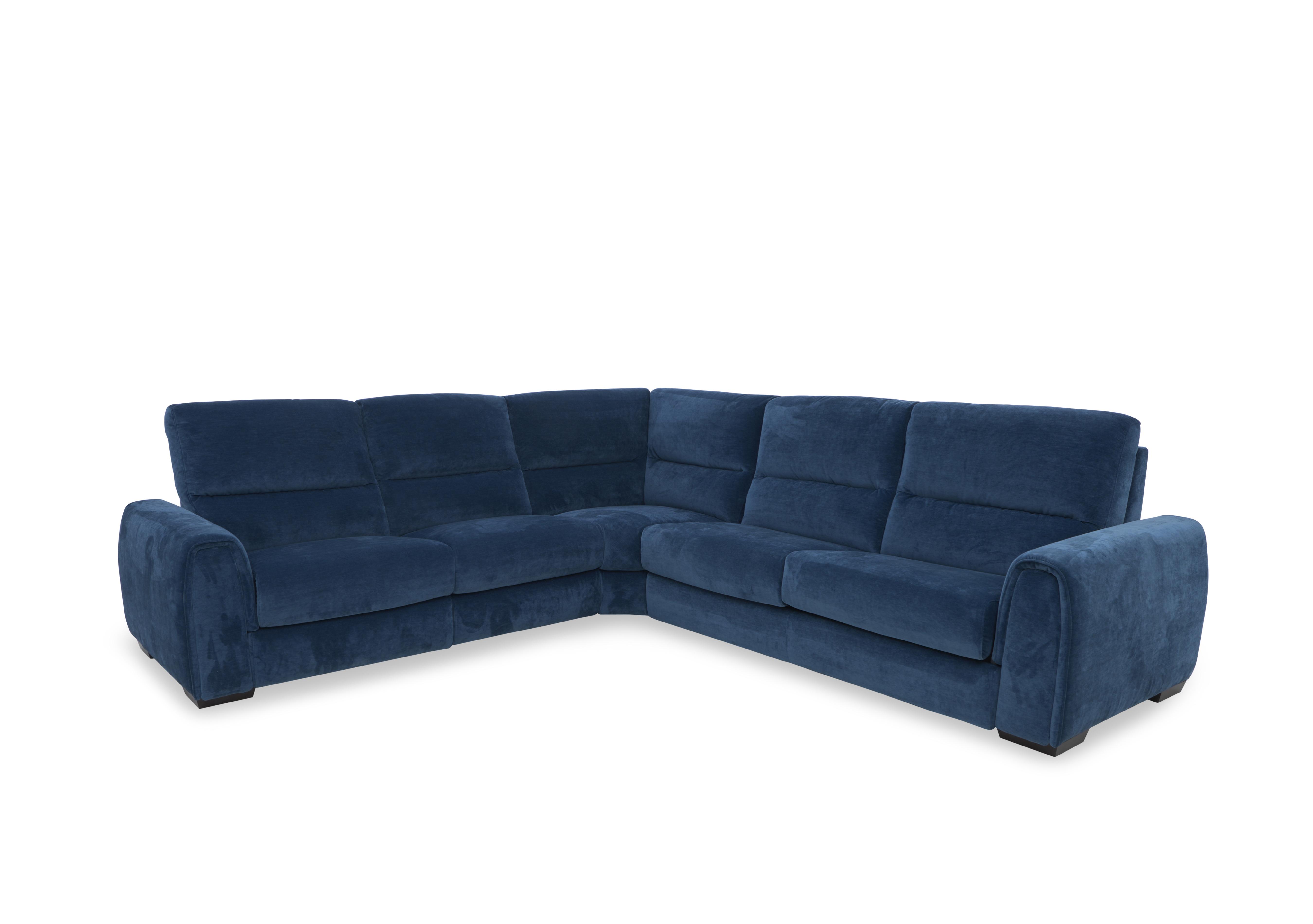 Flex Fabric Large Power Recliner Corner Sofa with Storage Arms in Fab-Can-R330 Steel Blue on Furniture Village