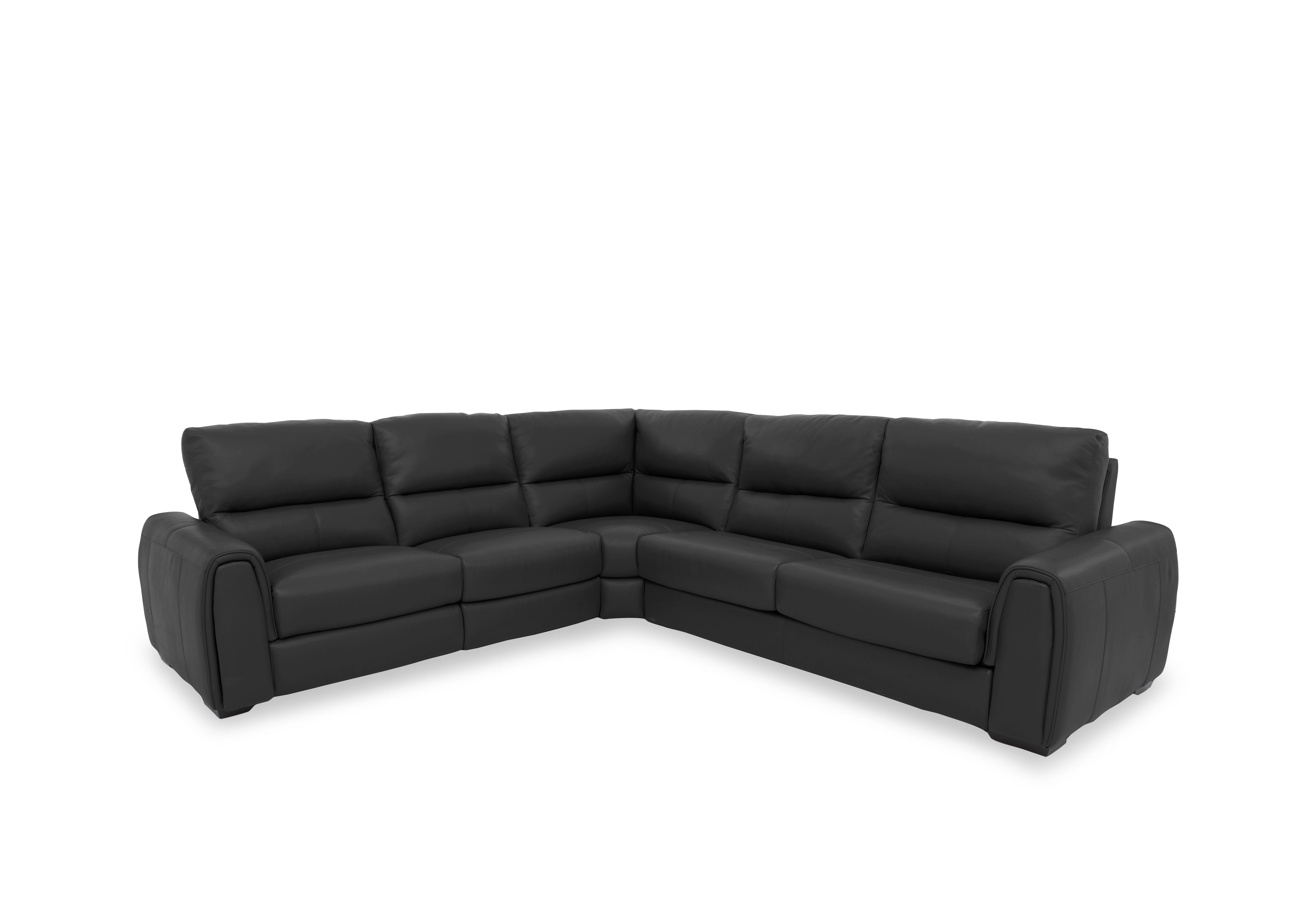 Flex Leather Large Power Recliner Corner Sofa with Storage Arms in Bv-3500 Classic Black on Furniture Village