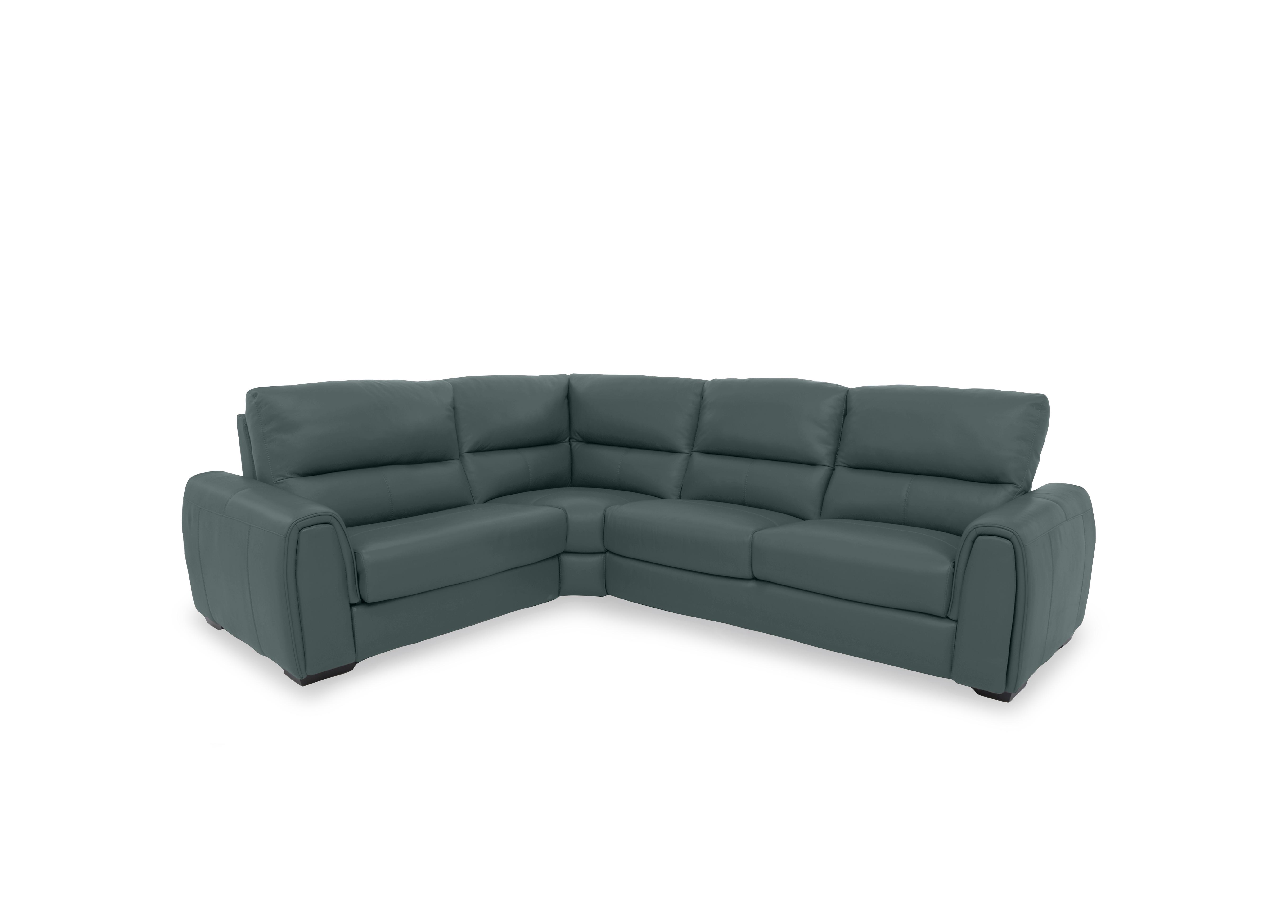 Flex Leather Small Power Recliner Corner Sofa with Storage Arms in Bv-301e Lake Green on Furniture Village
