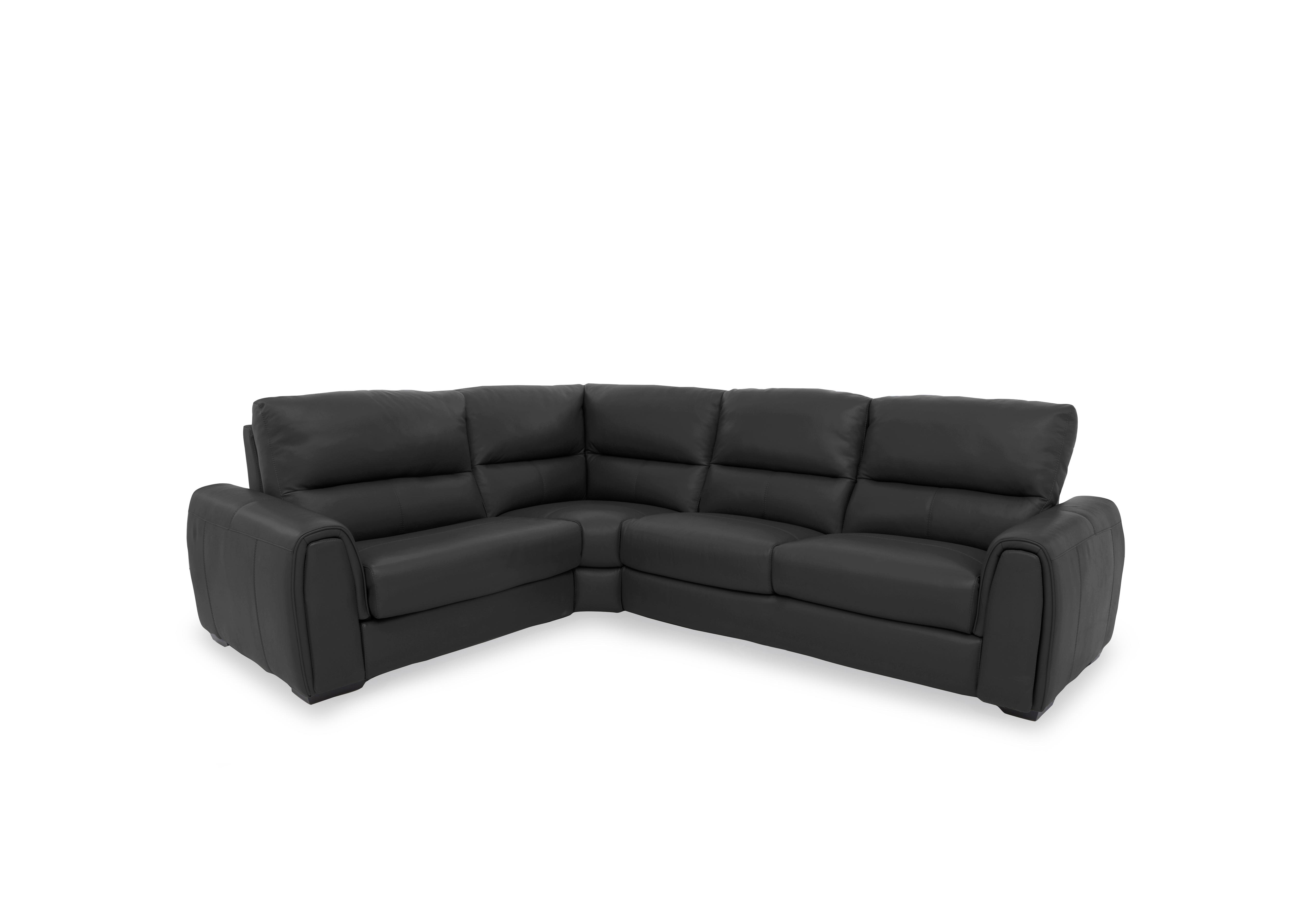 Flex Leather Small Power Recliner Corner Sofa with Storage Arms in Bv-3500 Classic Black on Furniture Village