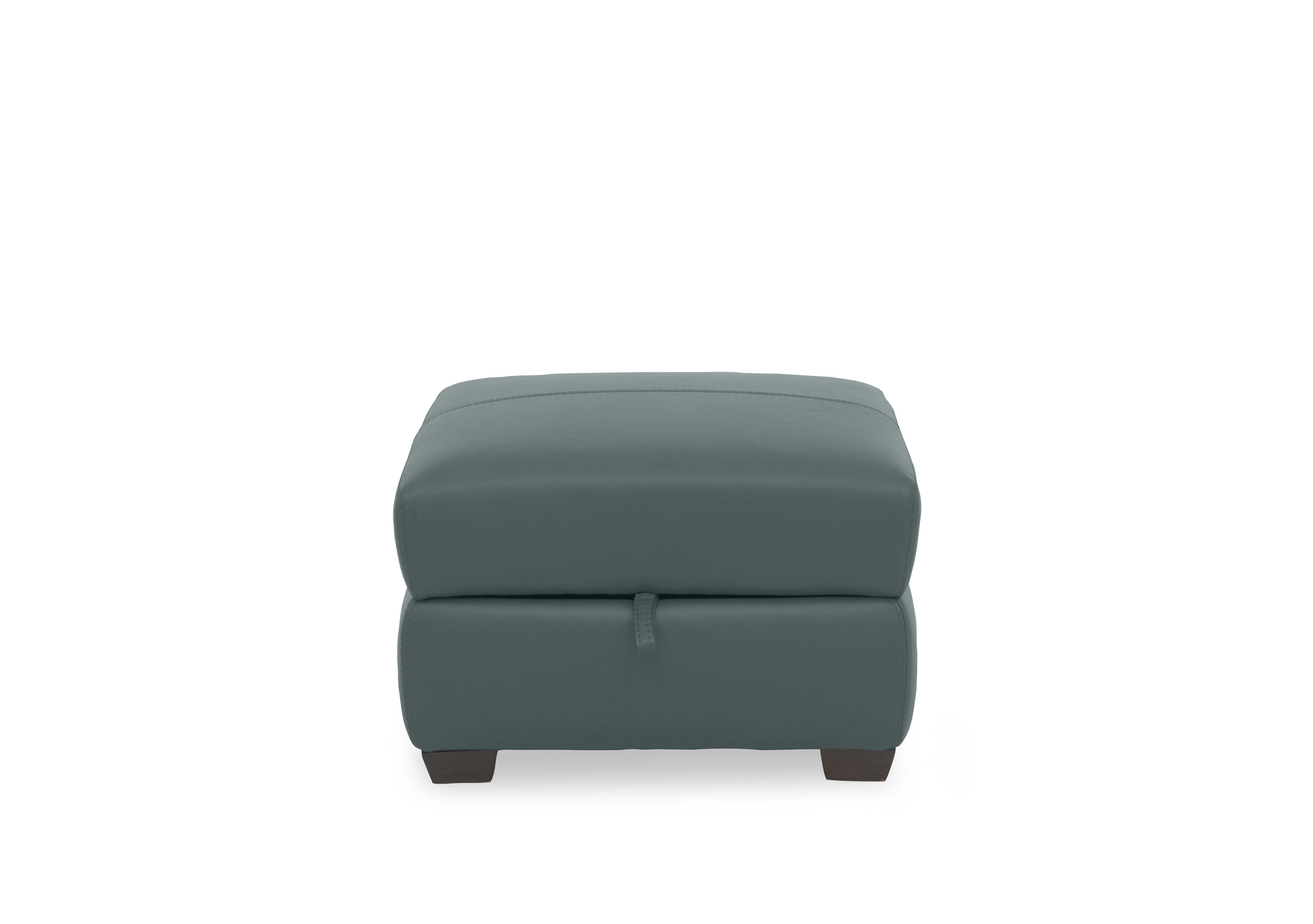 Flex Leather Storage Footstool in Bv-301e Lake Green on Furniture Village