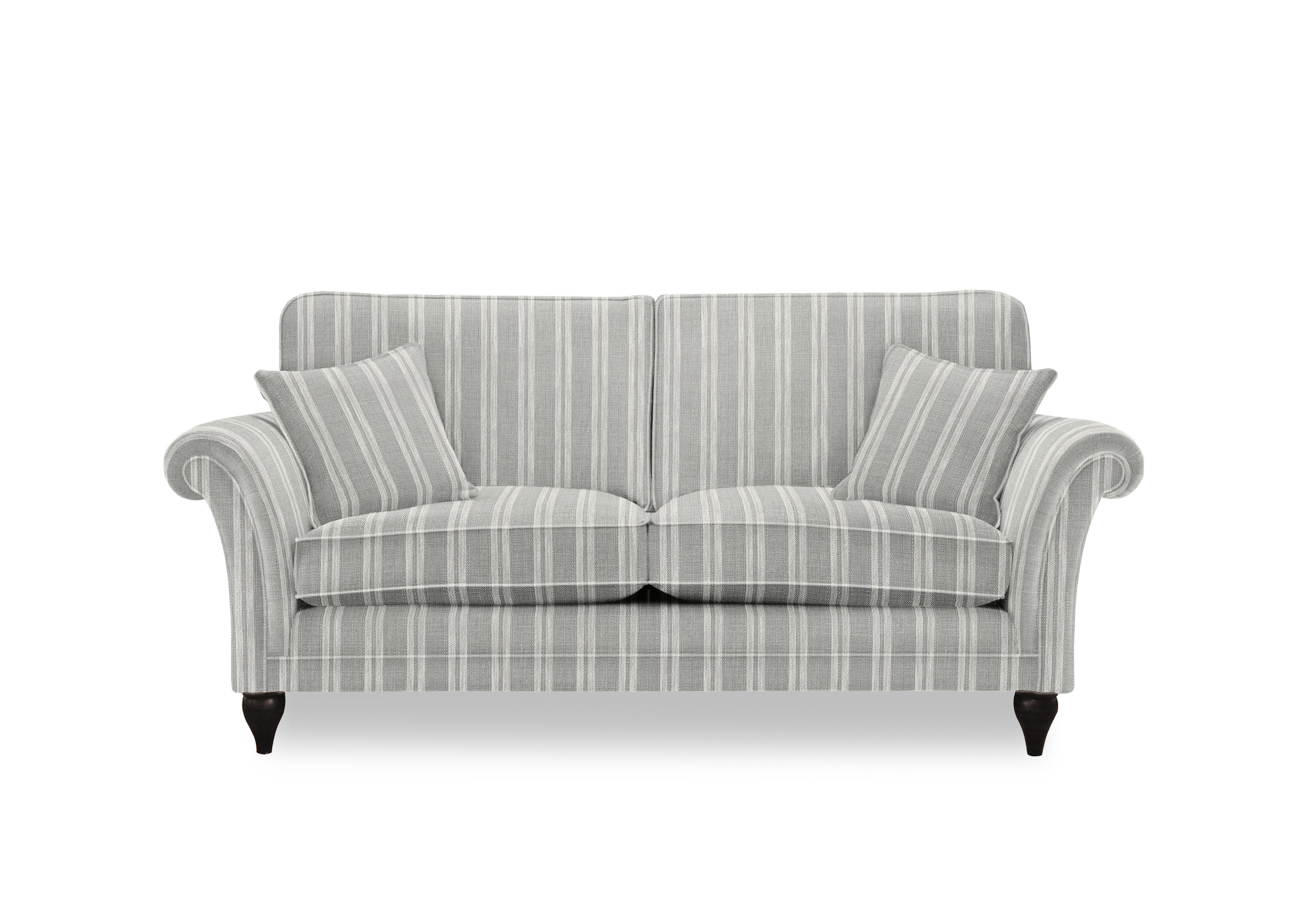 Plaza Large 2 Seater Classic Back Sofa in Austen Stripe Dove Mgy on Furniture Village