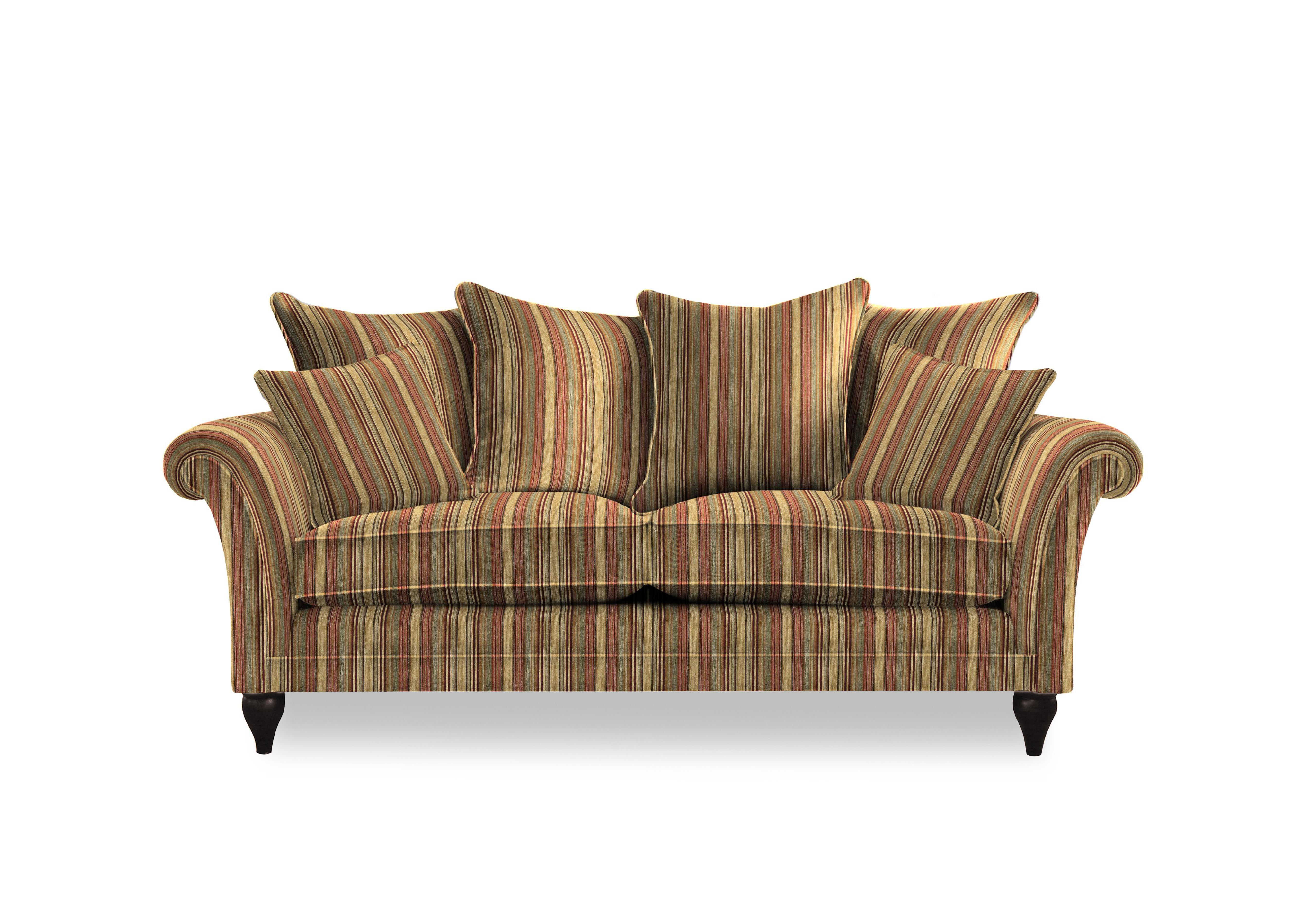 Plaza Large 2 Seater Scatter Back Sofa in Baslow Stripe Gold Mgy on Furniture Village