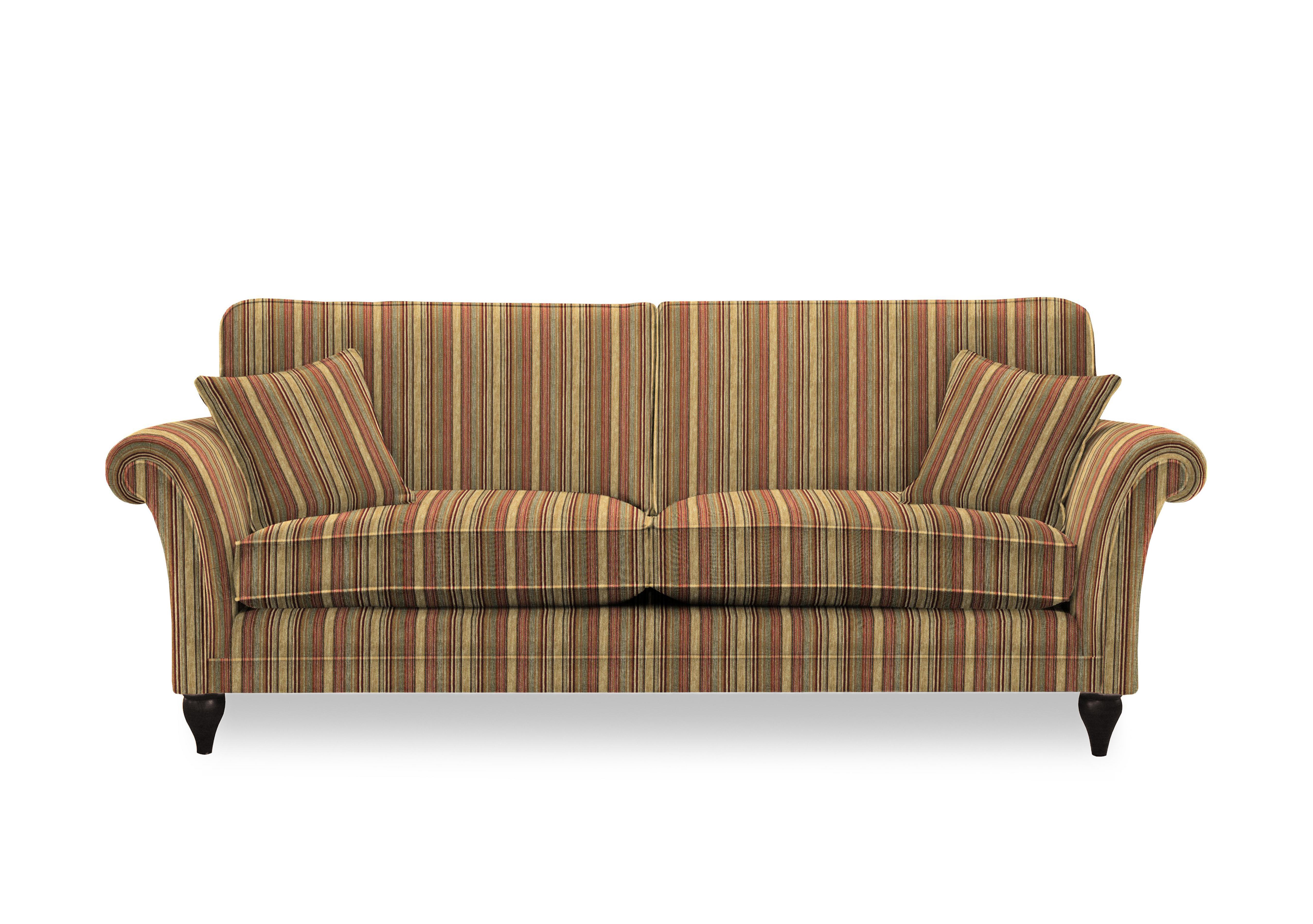 Plaza Grand Classic Back Sofa in Baslow Stripe Gold Mgy on Furniture Village