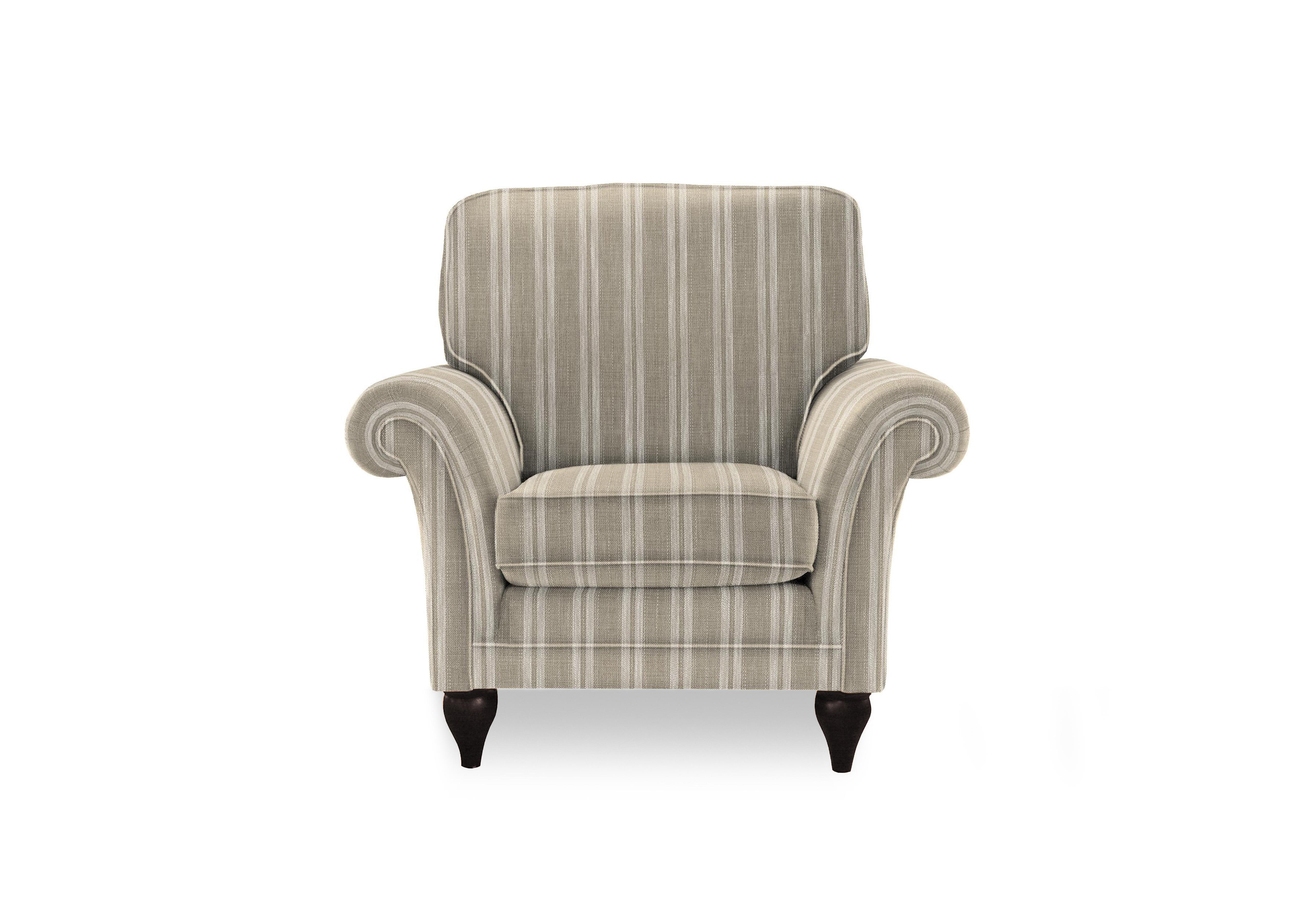 Plaza Armchair in Austen Stripe Oatmeal Mgy on Furniture Village