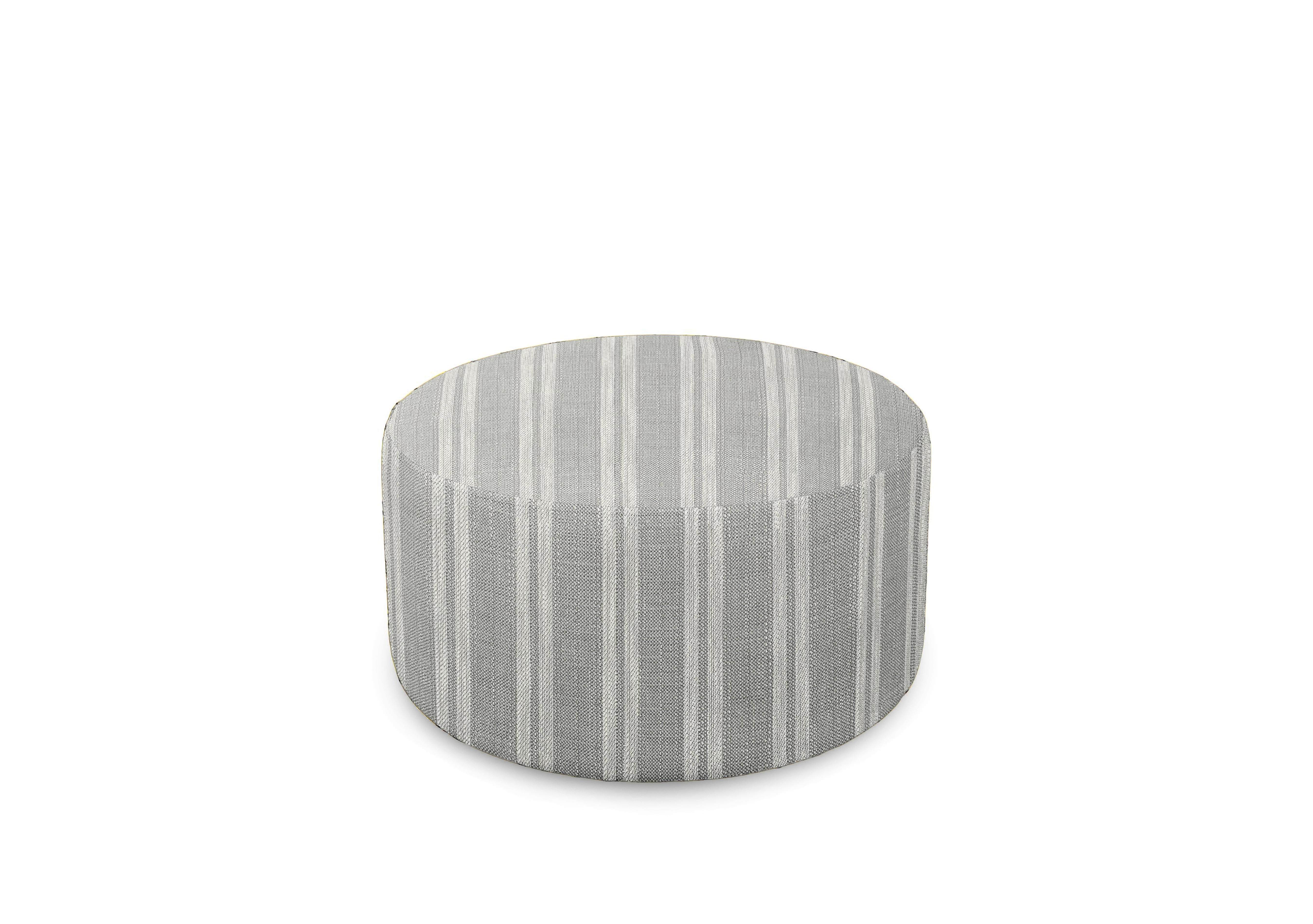 Plaza Round Footstool in Austen Stripe Dove on Furniture Village