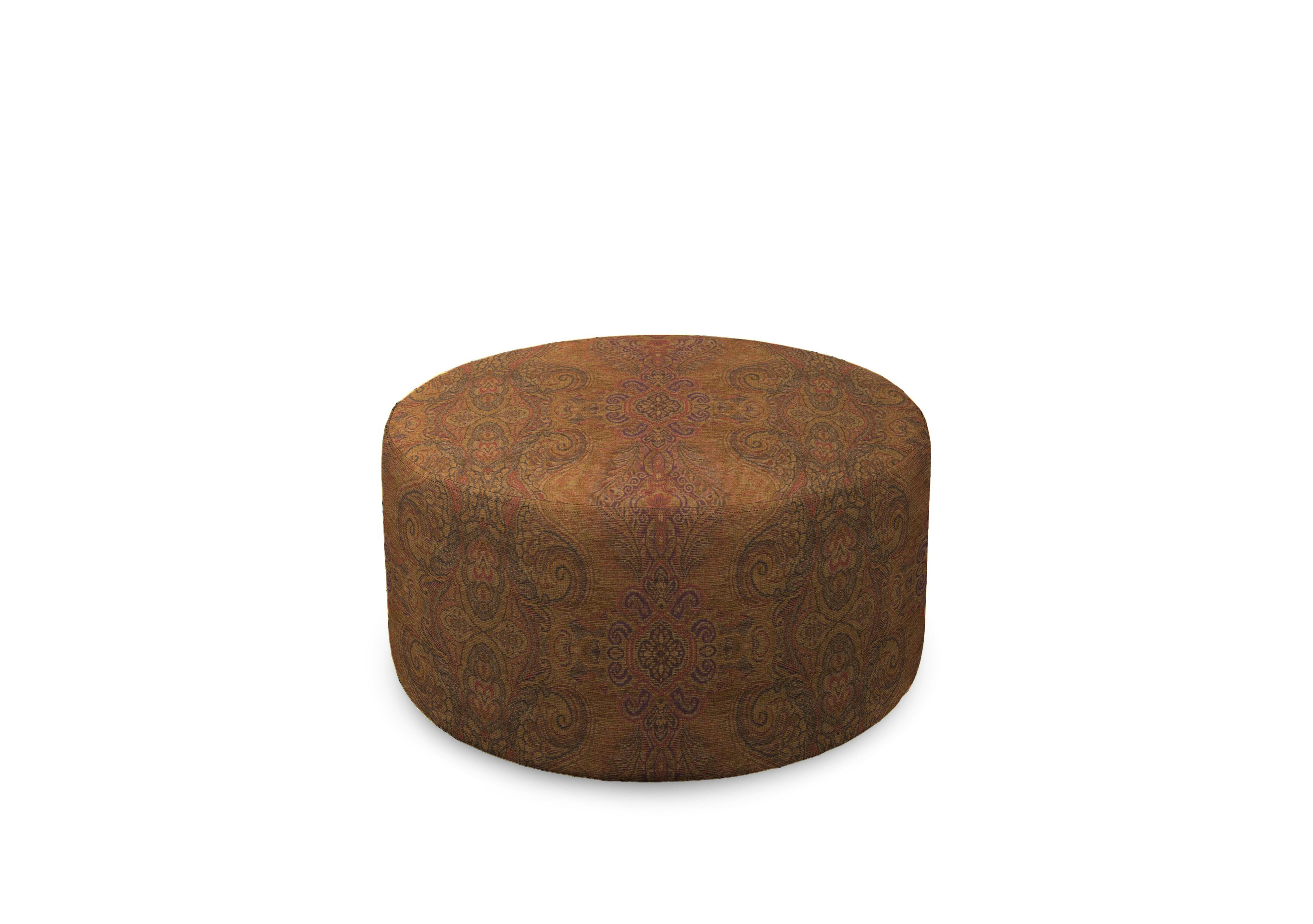 Plaza Round Footstool in Baslow Medallion Mulberry on Furniture Village