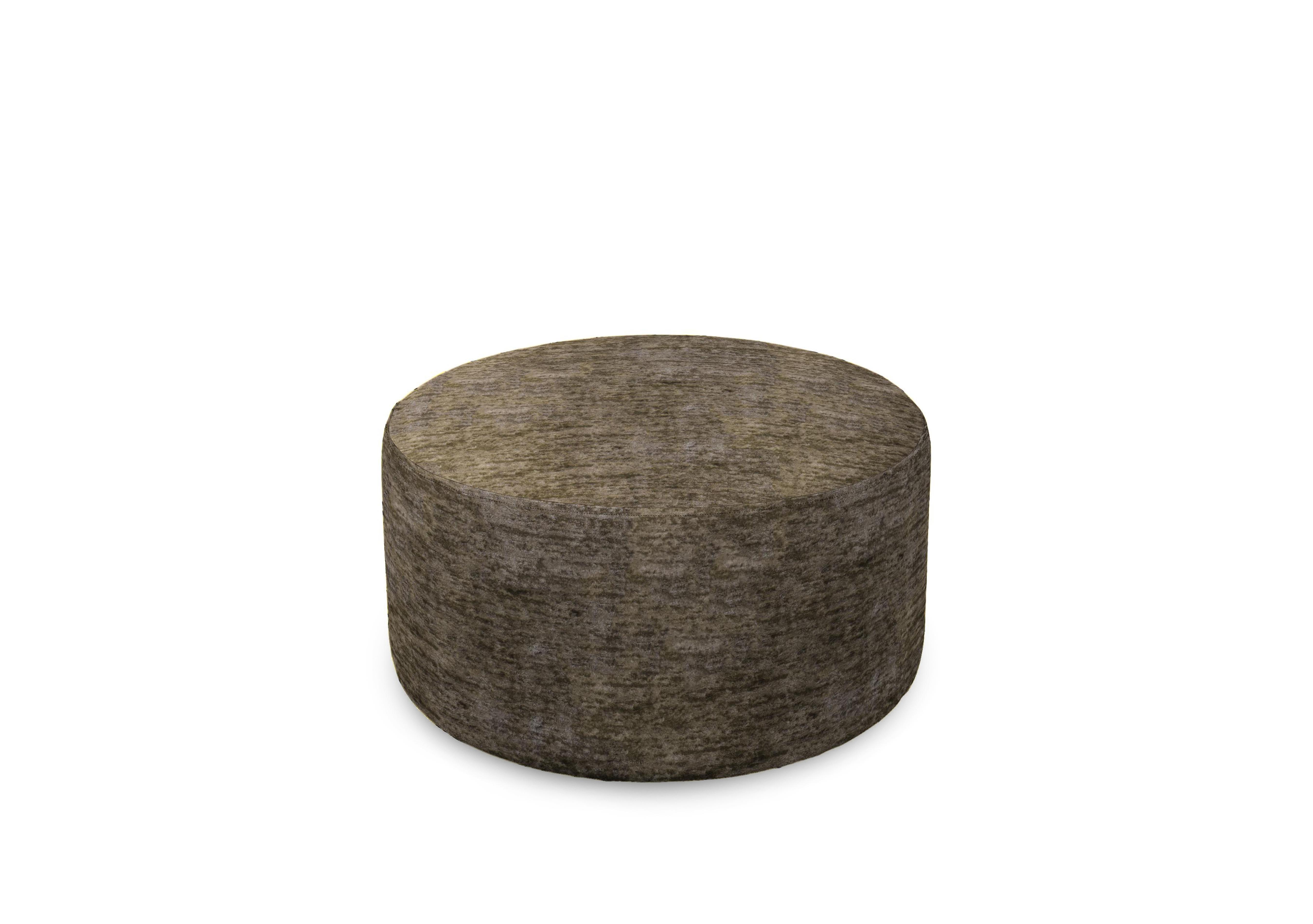 Plaza Round Footstool in Sherpa Chestnut on Furniture Village