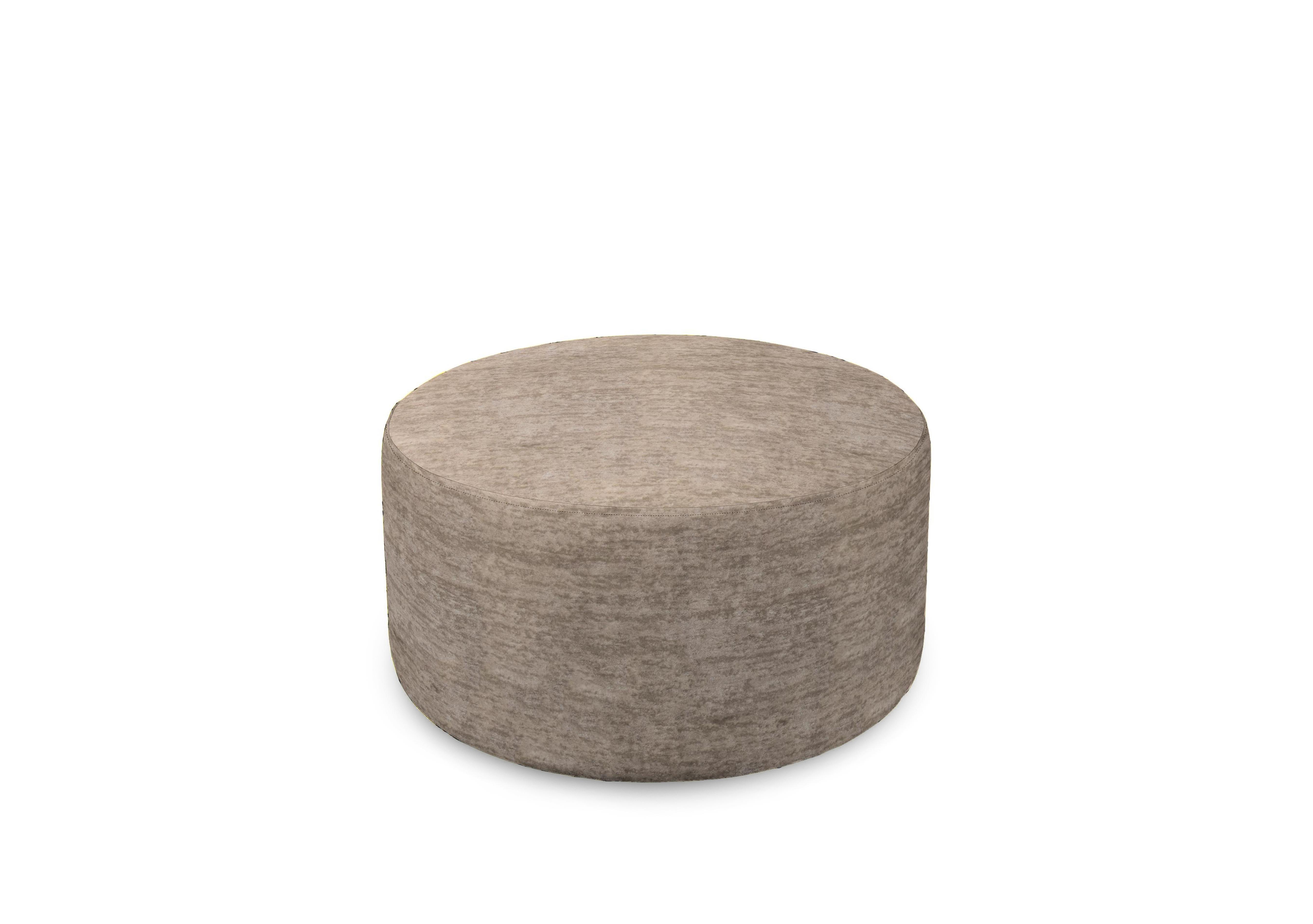 Plaza Round Footstool in Sherpa Oyster on Furniture Village