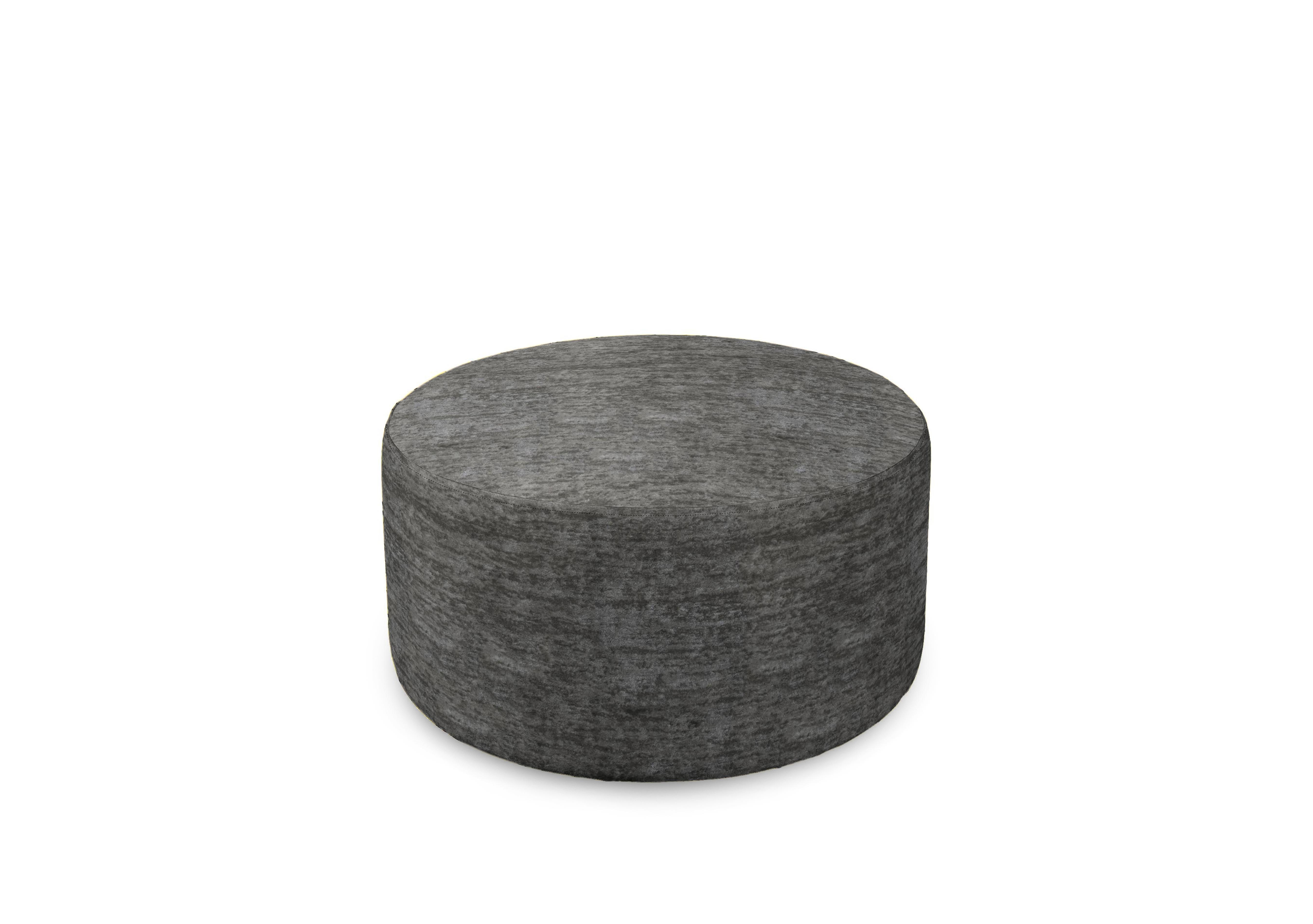 Plaza Round Footstool in Sherpa Smoke on Furniture Village