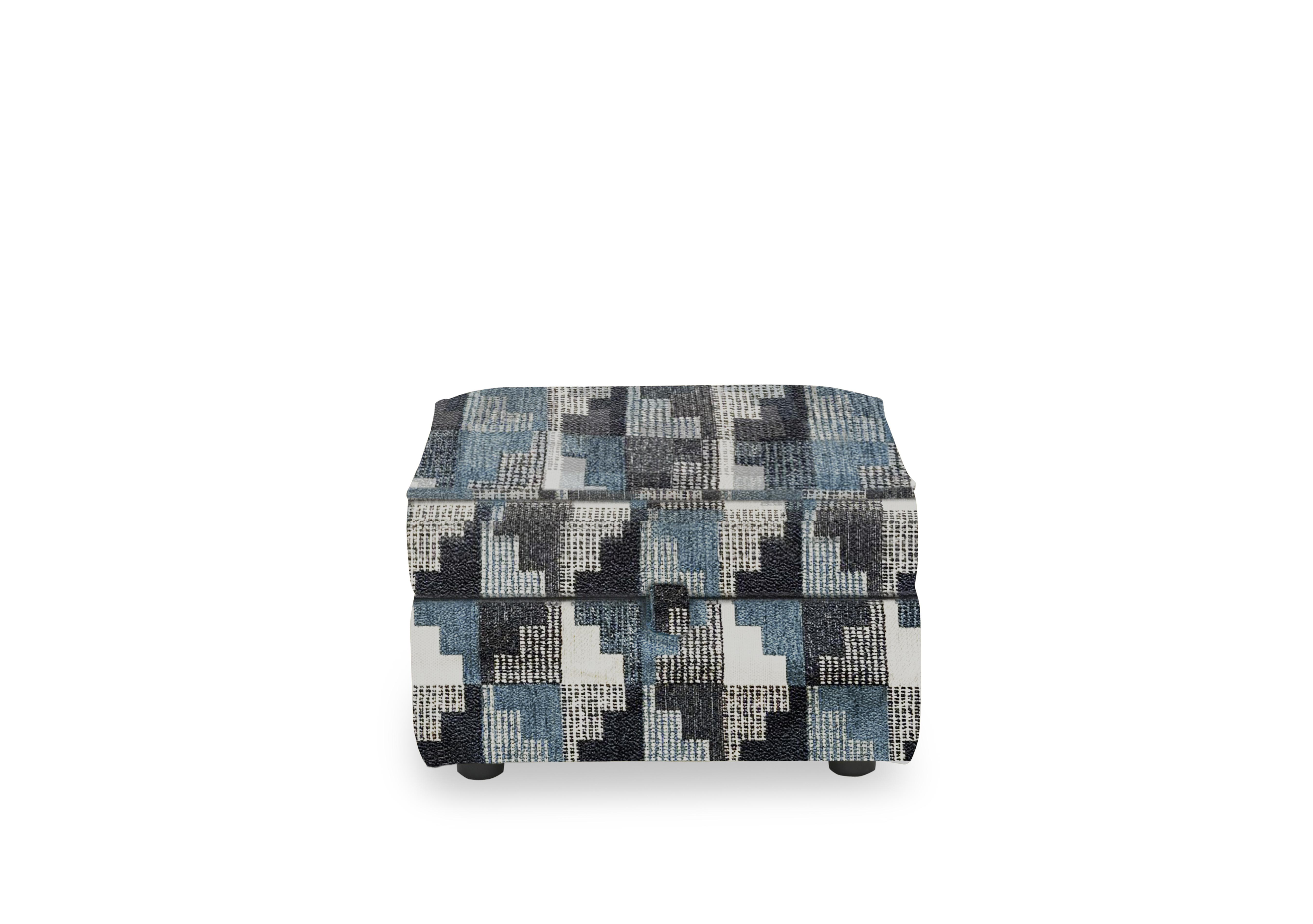 Abberton Small Storage Footstool in Patterned Fabric in Indigo Kendall Chenille on Furniture Village