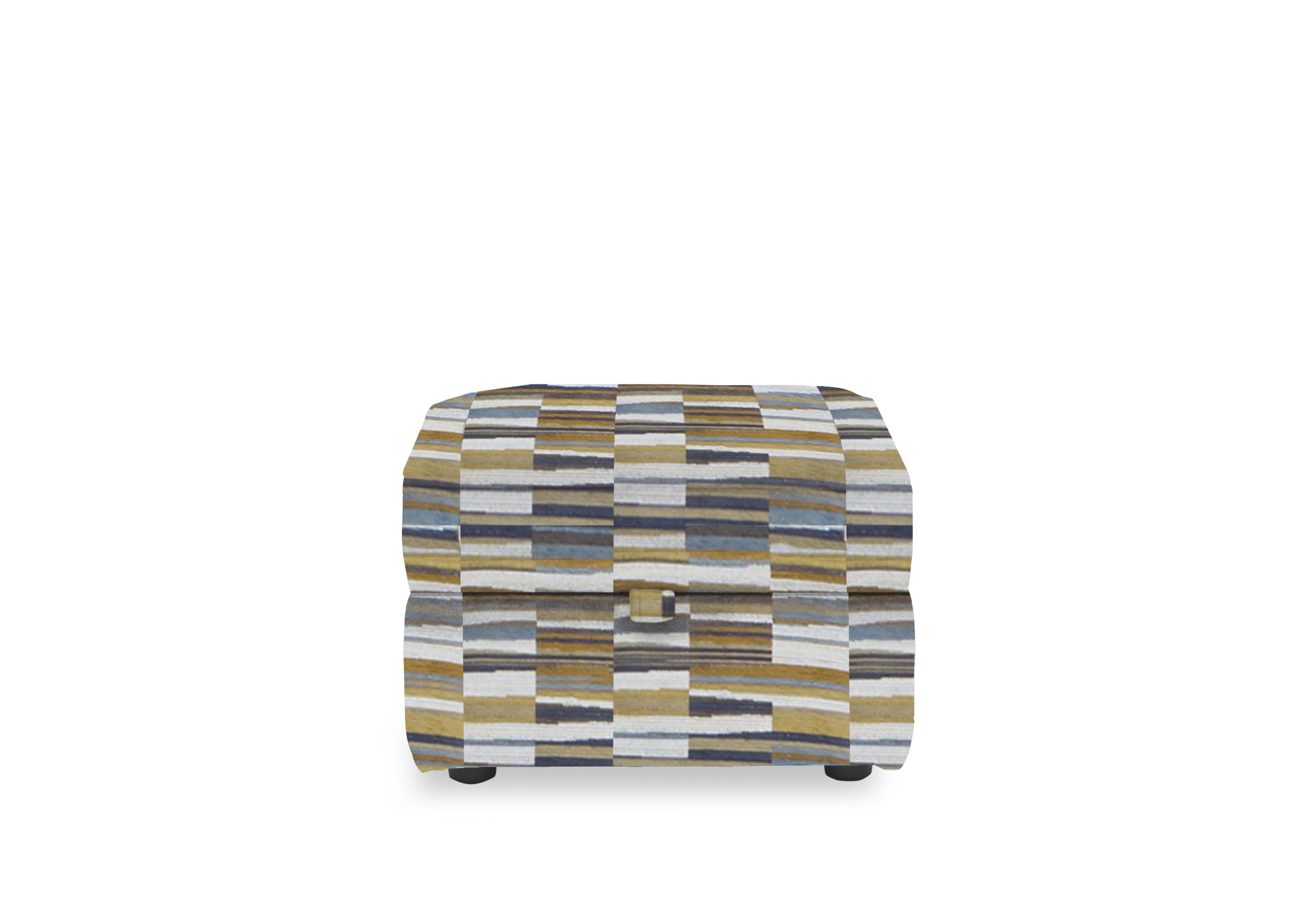 Abberton Small Storage Footstool in Patterned Fabric in Navy Gold Aldham Chenille on Furniture Village