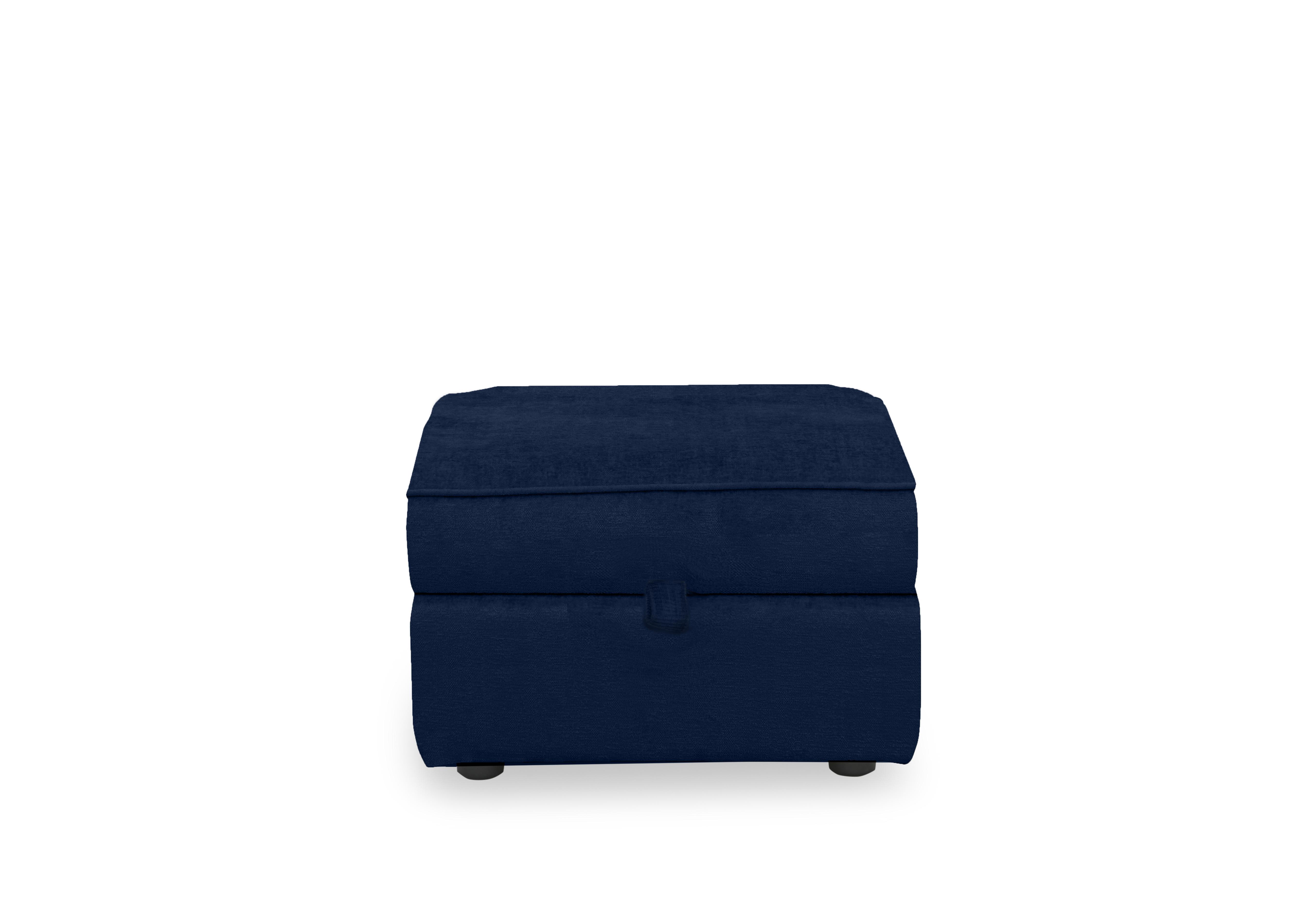 Abberton Small Storage Footstool in Plain Fabric in Indigo Ashton Chenille Plain on Furniture Village