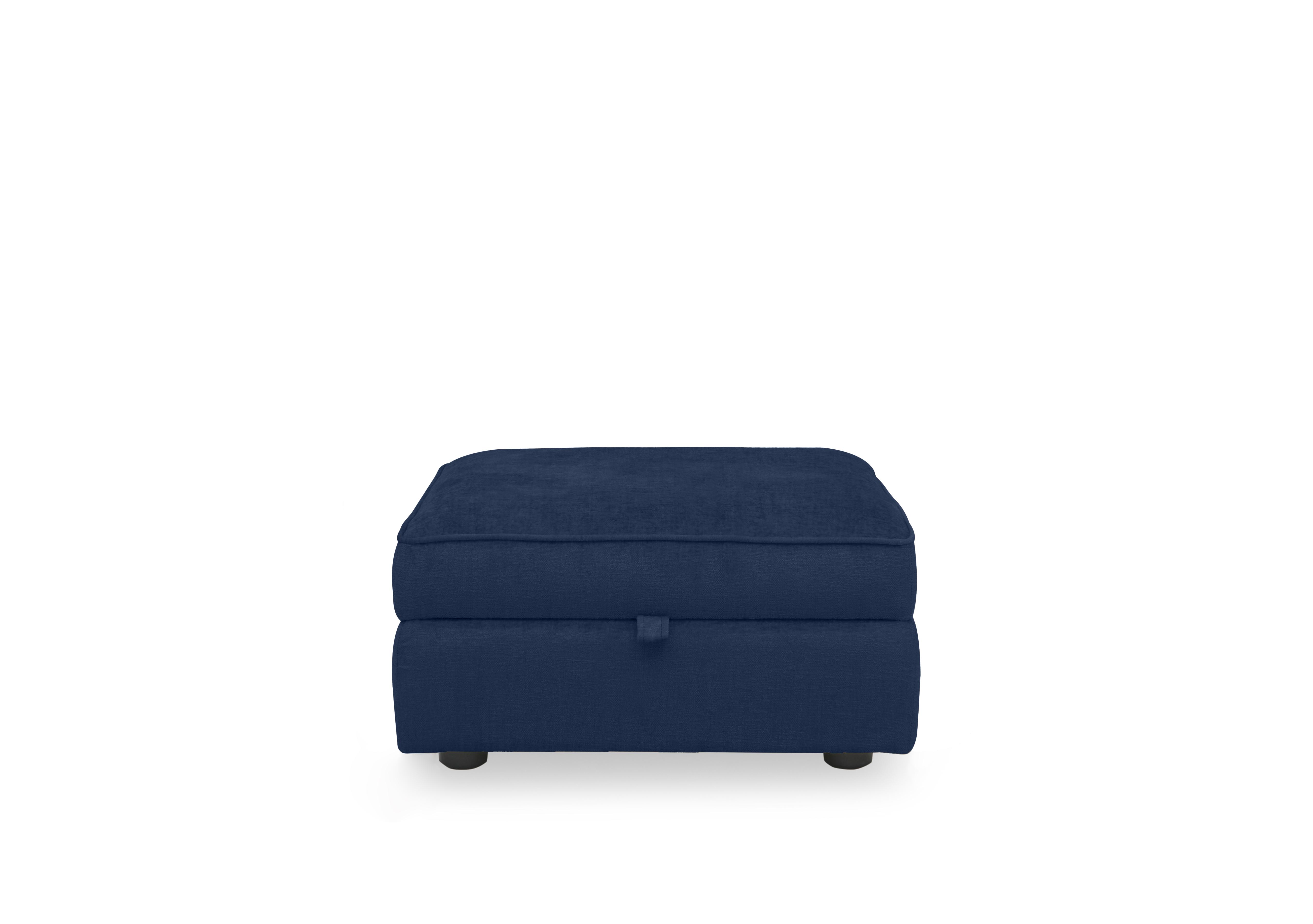 Hedingham Small Storage Footstool in Plain Fabric in Indigo Ashton Chenille Plain on Furniture Village