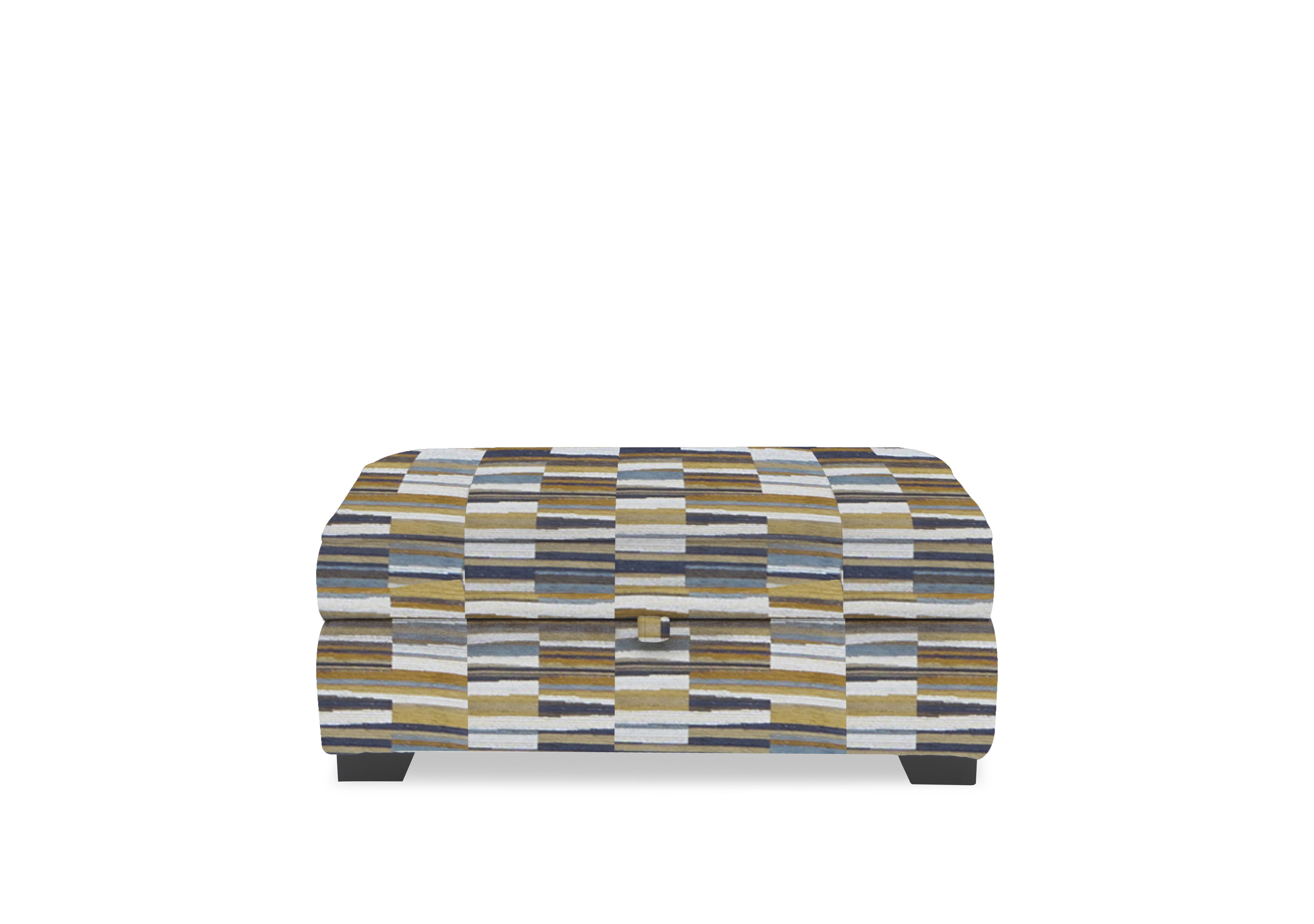 Hedingham Large Storage Footstool in Patterned Fabric in Navy Gold Aldham Chenille on Furniture Village