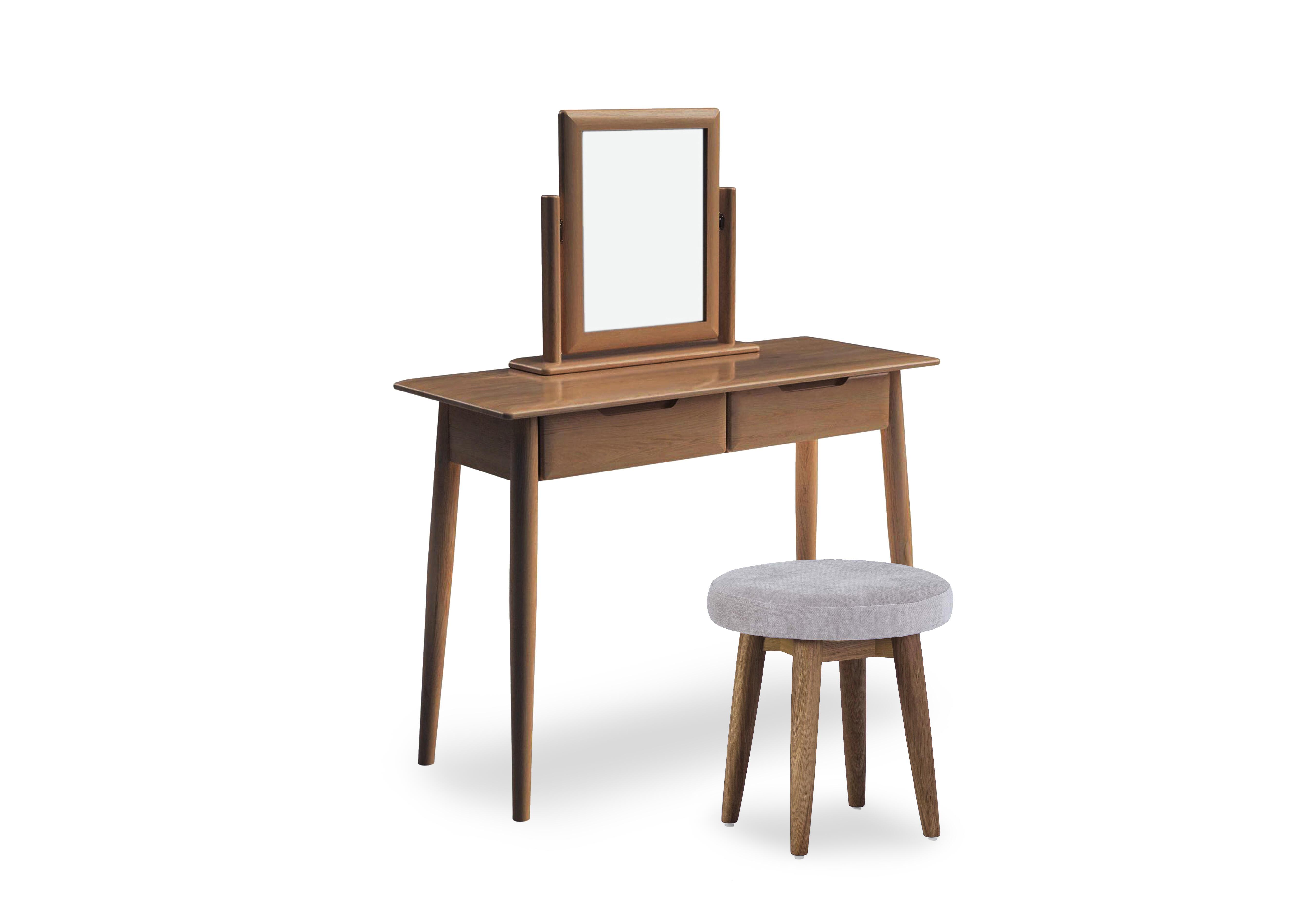 Stockholm Dressing Table with Stool and Mirror in Dark Oak on Furniture Village