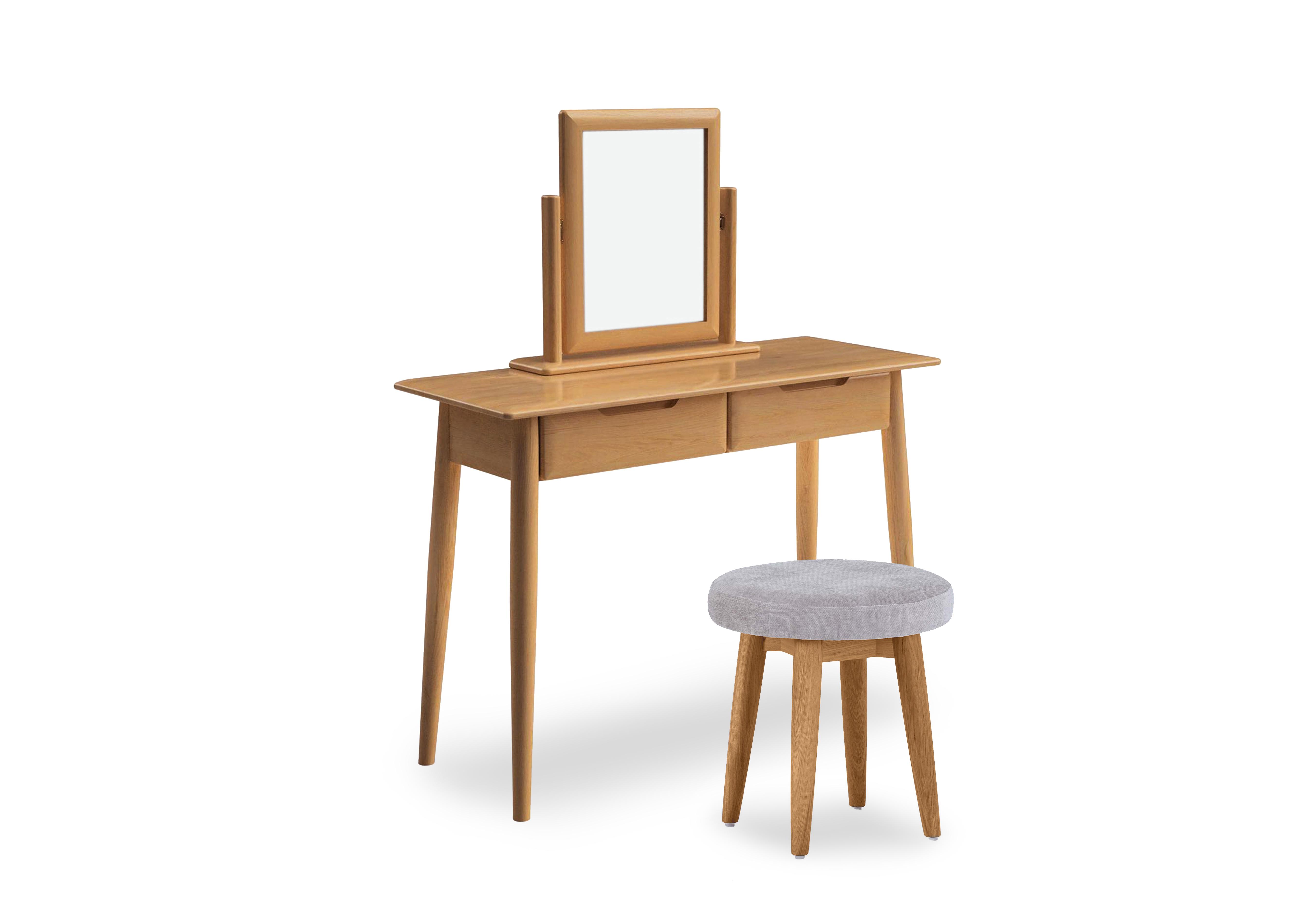 Stockholm Dressing Table with Stool and Mirror in Light Oak on Furniture Village