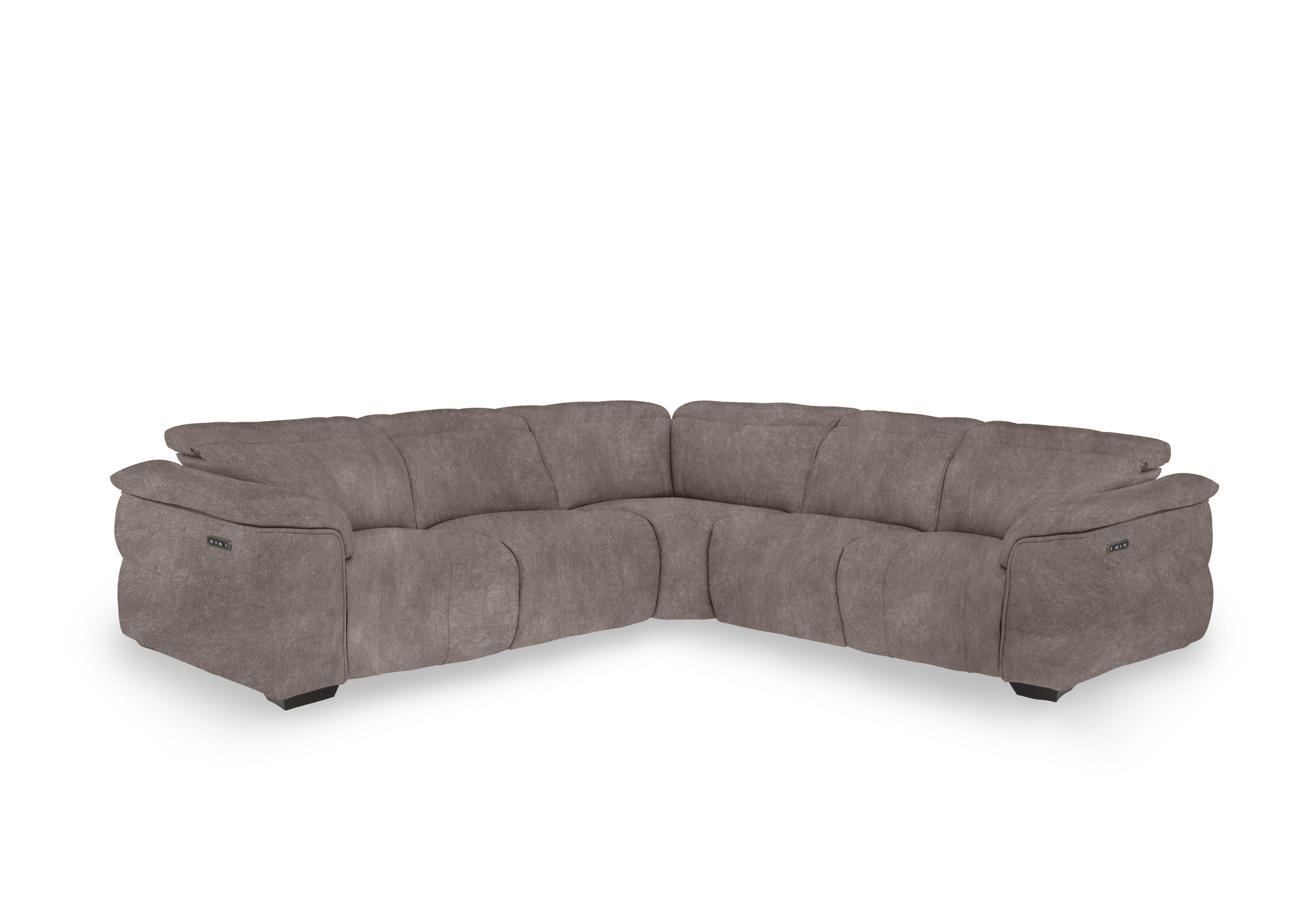 Inca Fabric Large Power Recliner Corner Sofa with Power Headrests in 18175 Marble Charcoal Grey on Furniture Village