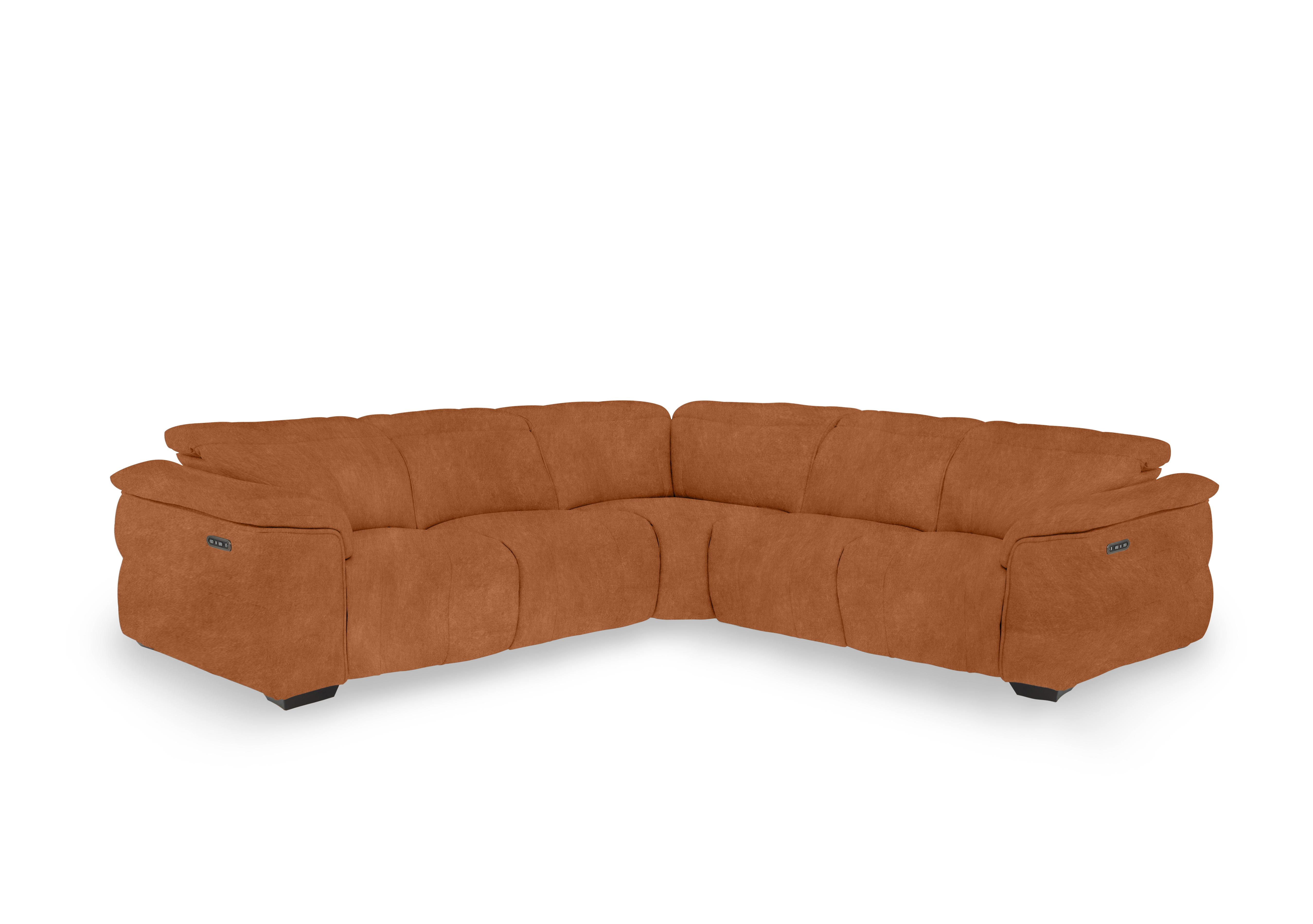 Inca Fabric Large Power Recliner Corner Sofa with Power Headrests in Dexter Pumpkin 43509 on Furniture Village