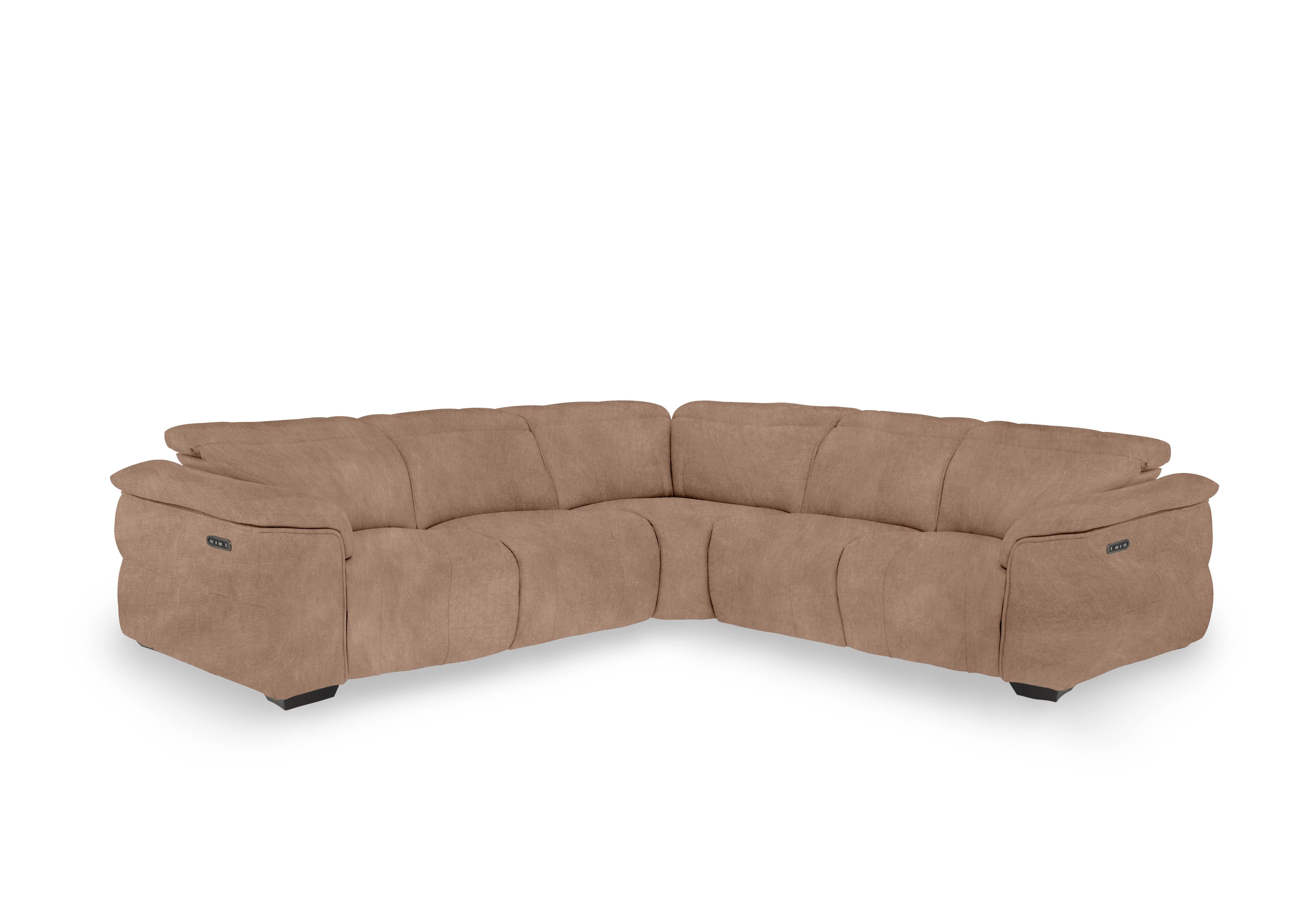 Inca Fabric Large Power Recliner Corner Sofa with Power Headrests in Dexter Sand 43507 on Furniture Village