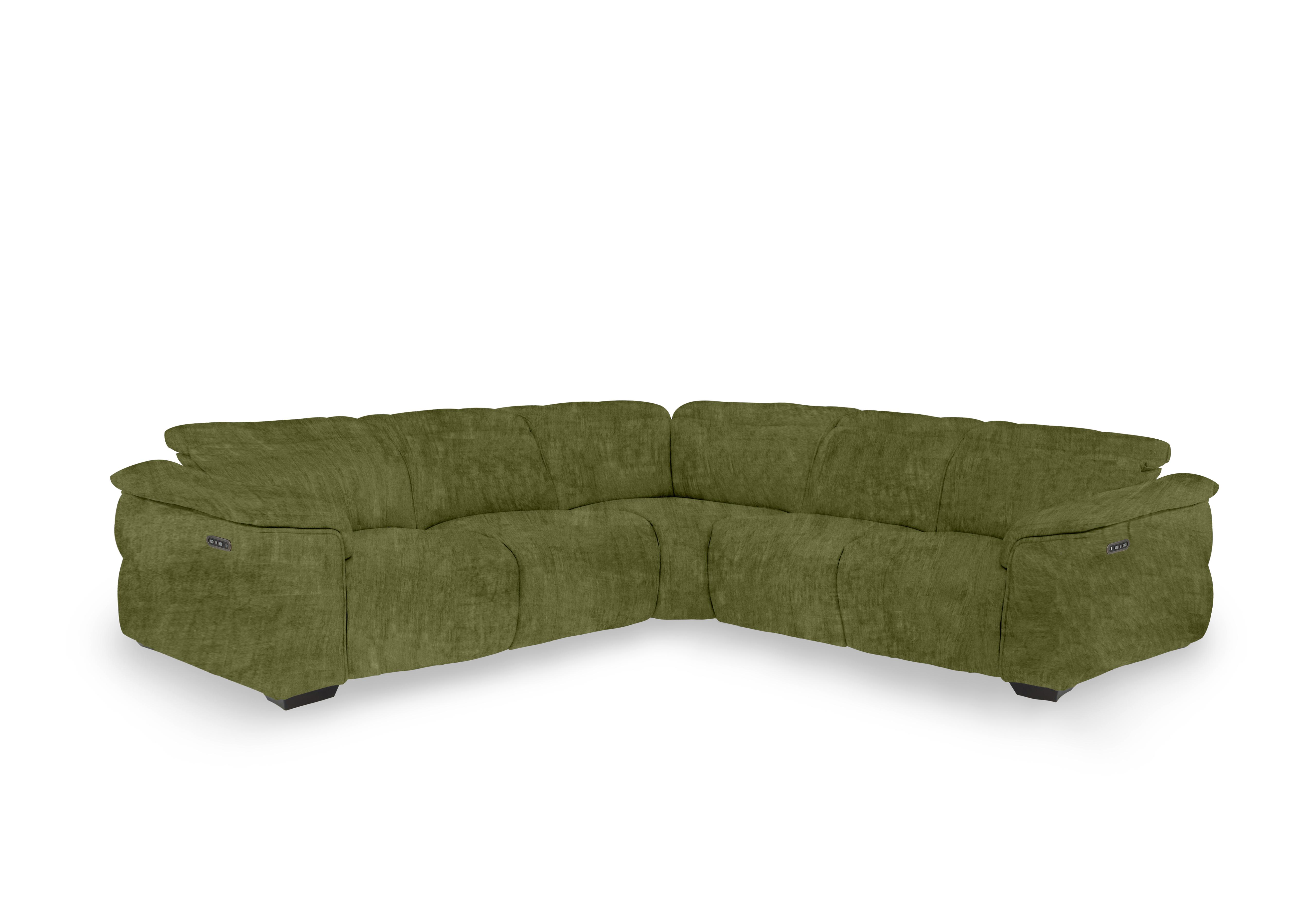 Inca Fabric Large Power Recliner Corner Sofa with Power Headrests in Heritage Olive 52003 on Furniture Village