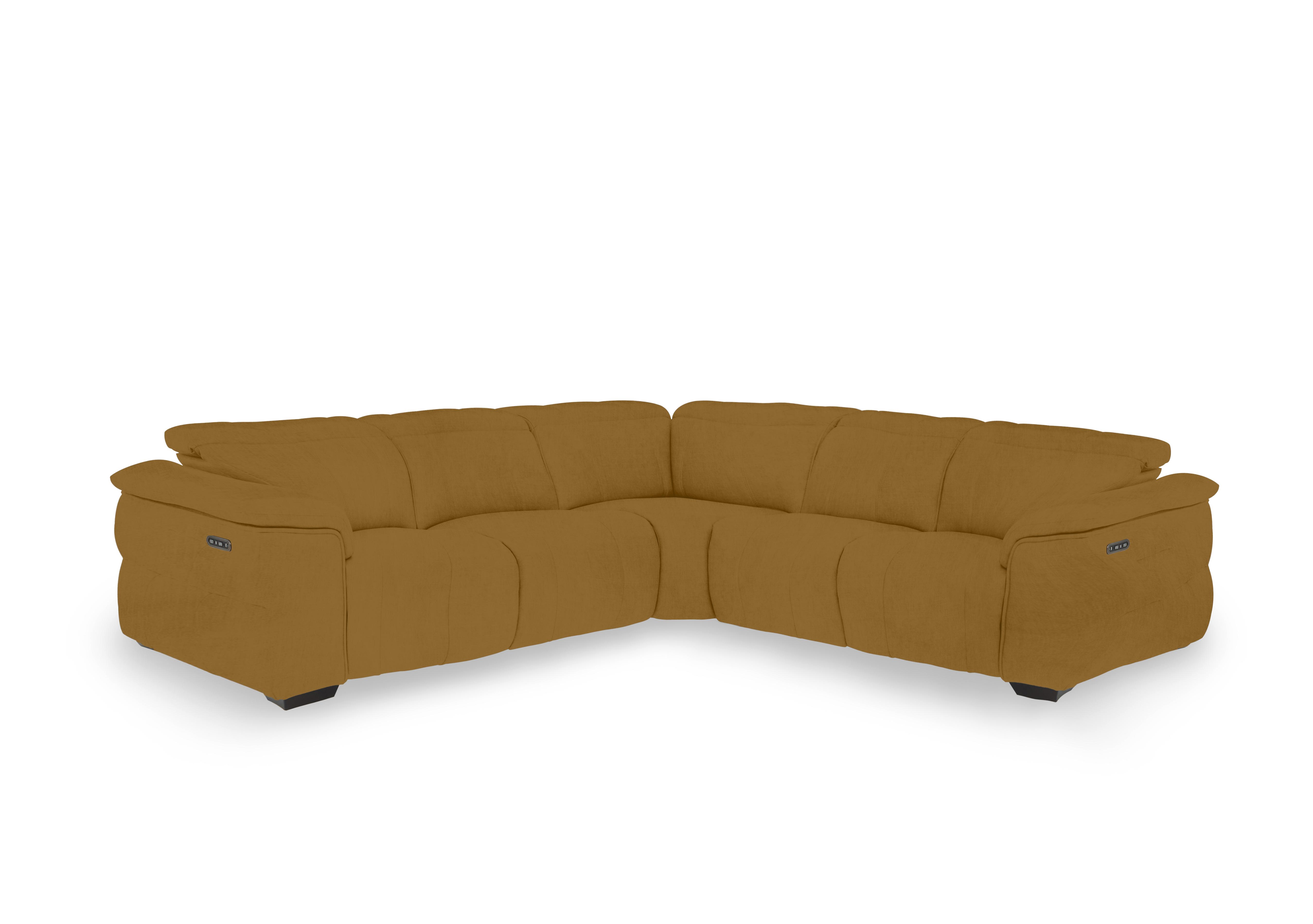 Inca Fabric Large Power Recliner Corner Sofa with Power Headrests in Opulence Saffron 51009 on Furniture Village