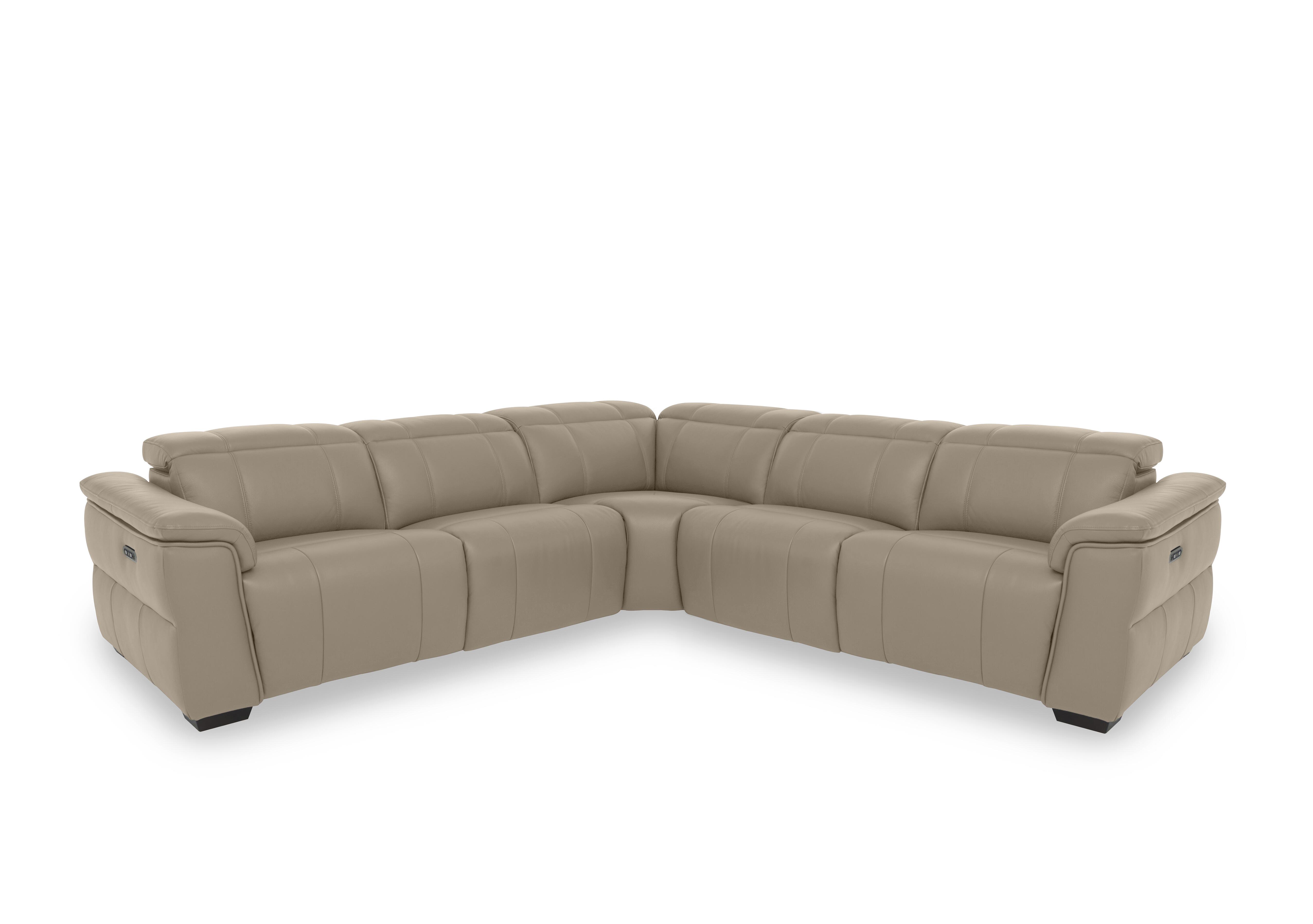Inca Leather Large Power Recliner Corner Sofa with Power Headrests in Cat-40/08 Oyster on Furniture Village