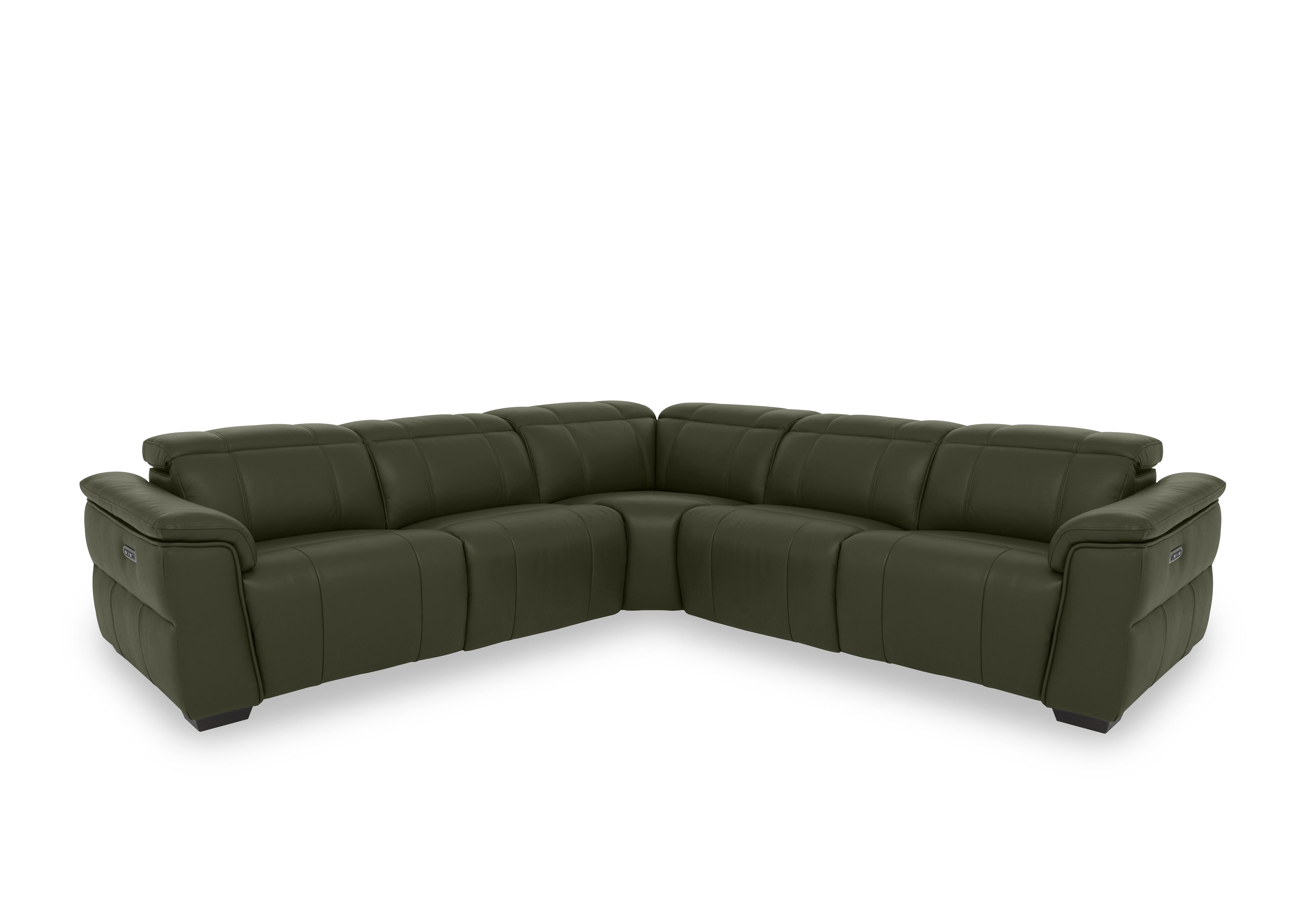 Inca Leather Large Power Recliner Corner Sofa with Power Headrests in Cat-40/10 Oslo Pine on Furniture Village