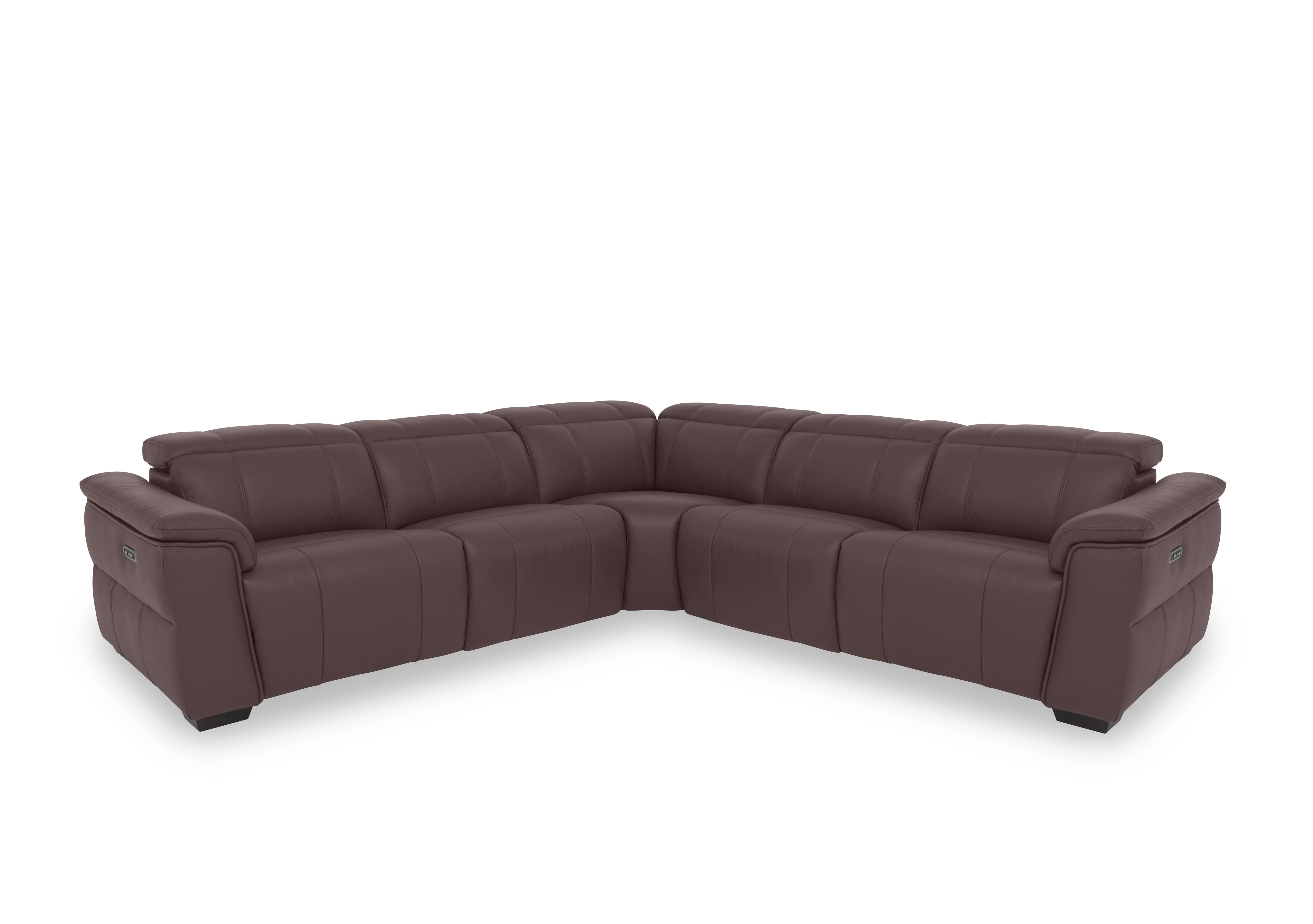 Inca Leather Large Power Recliner Corner Sofa with Power Headrests in Cat-40/30 Mulberry on Furniture Village