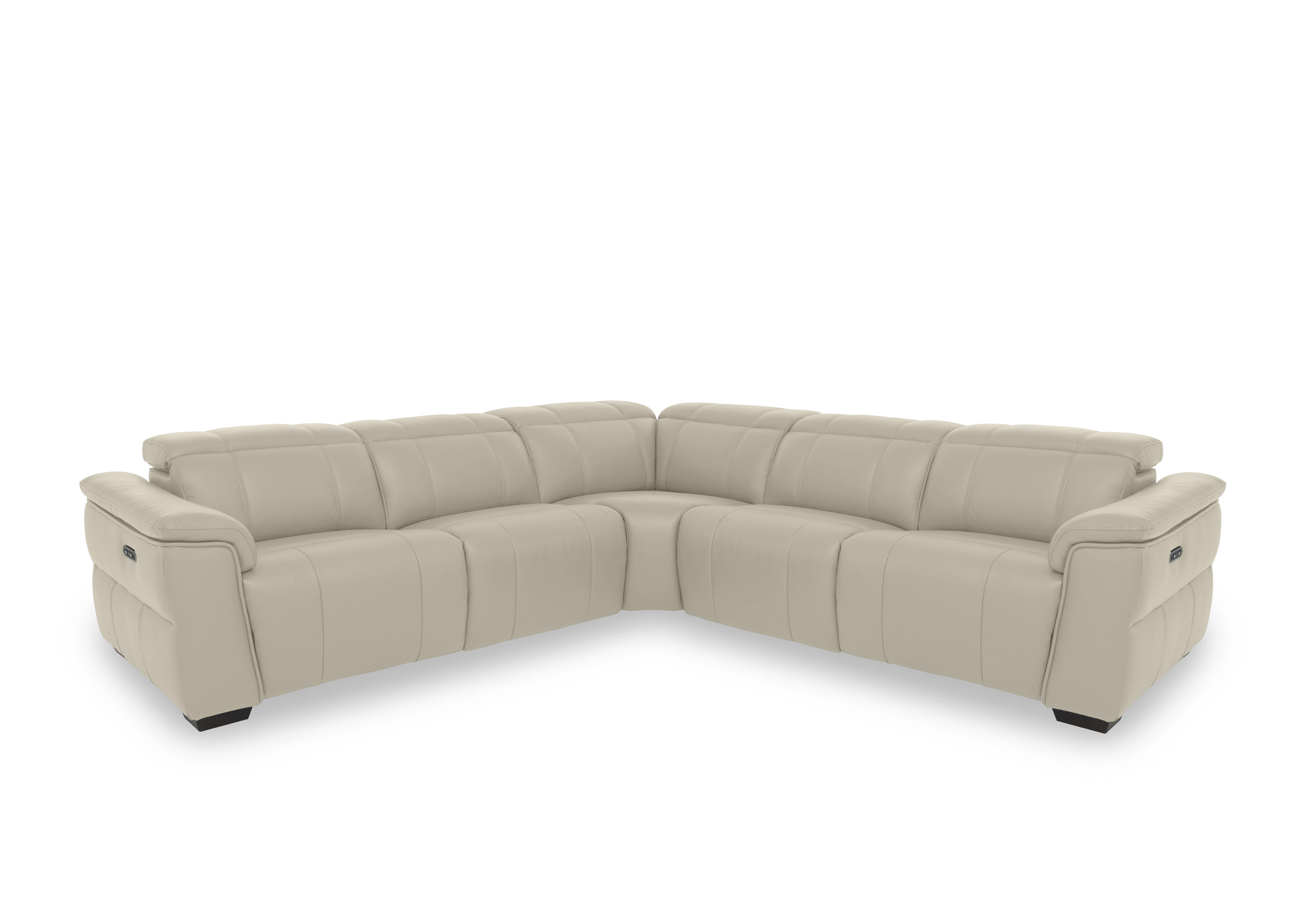 Inca Leather Large Power Recliner Corner Sofa with Power Headrests in Cat-60/05 Bone China on Furniture Village