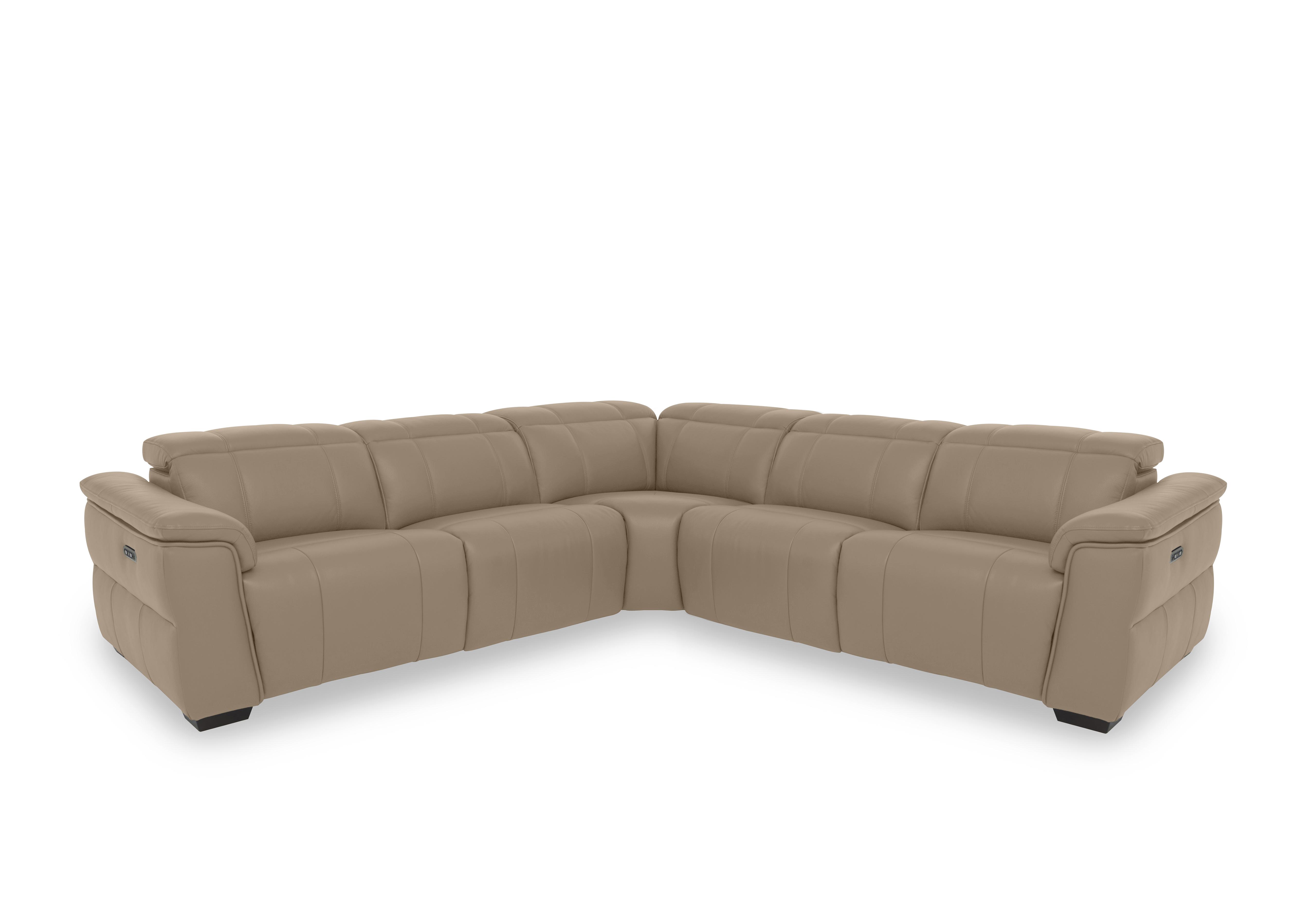Inca Leather Large Power Recliner Corner Sofa with Power Headrests in Cat-60/06 Barley on Furniture Village