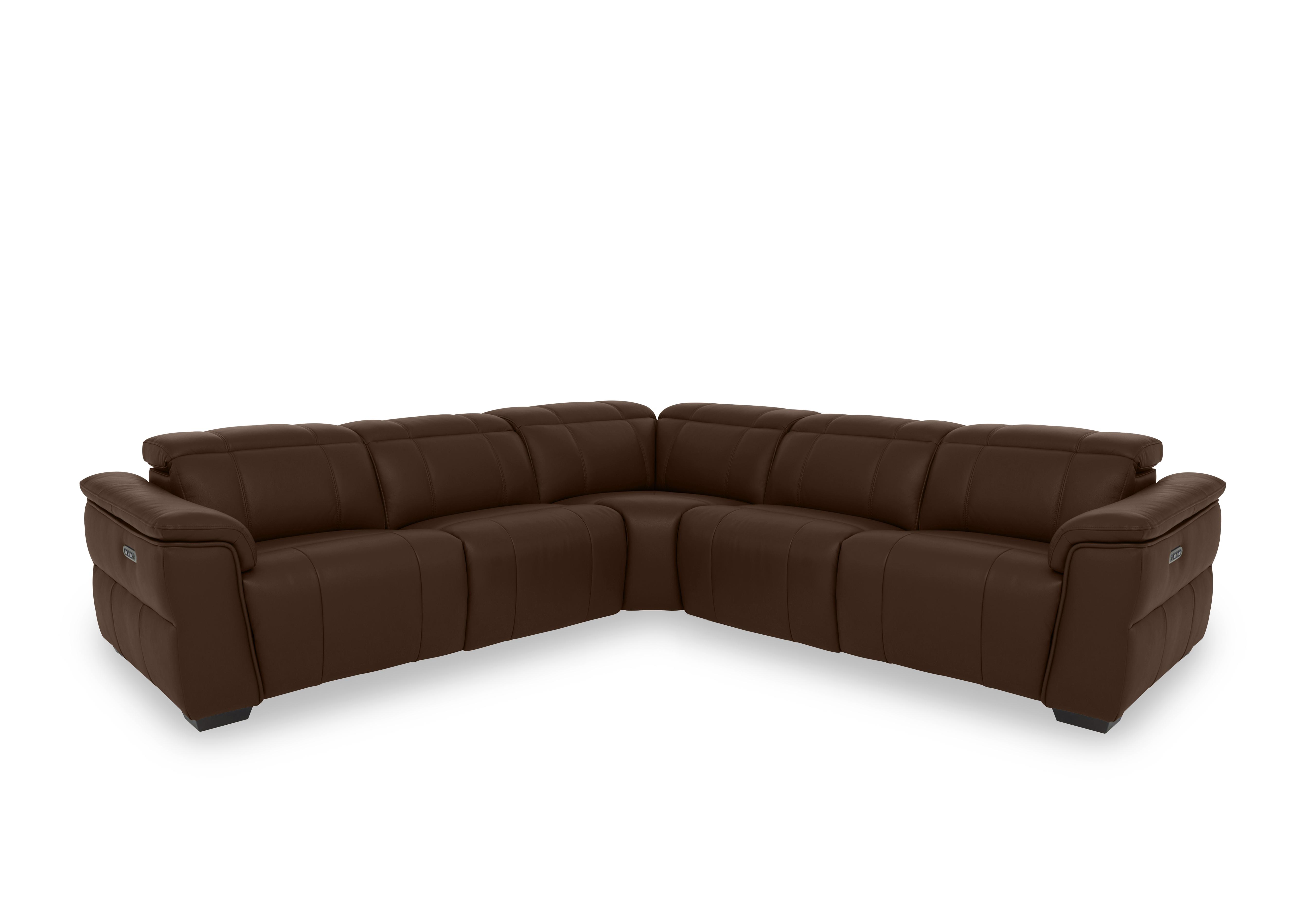 Inca Leather Large Power Recliner Corner Sofa with Power Headrests in Cat-60/08 Chocolate on Furniture Village
