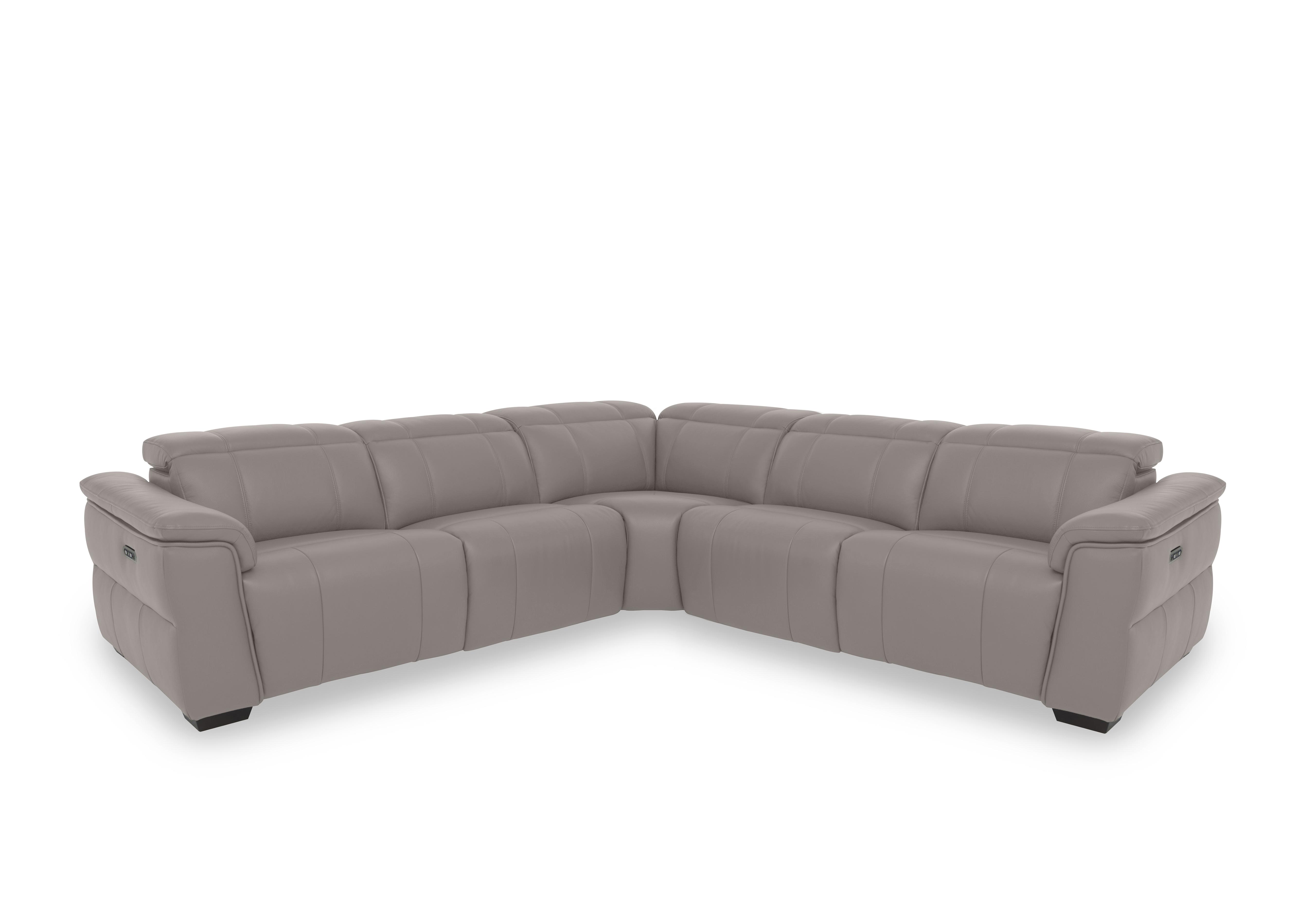 Inca Leather Large Power Recliner Corner Sofa with Power Headrests in Cat-60/23 Lead Grey on Furniture Village