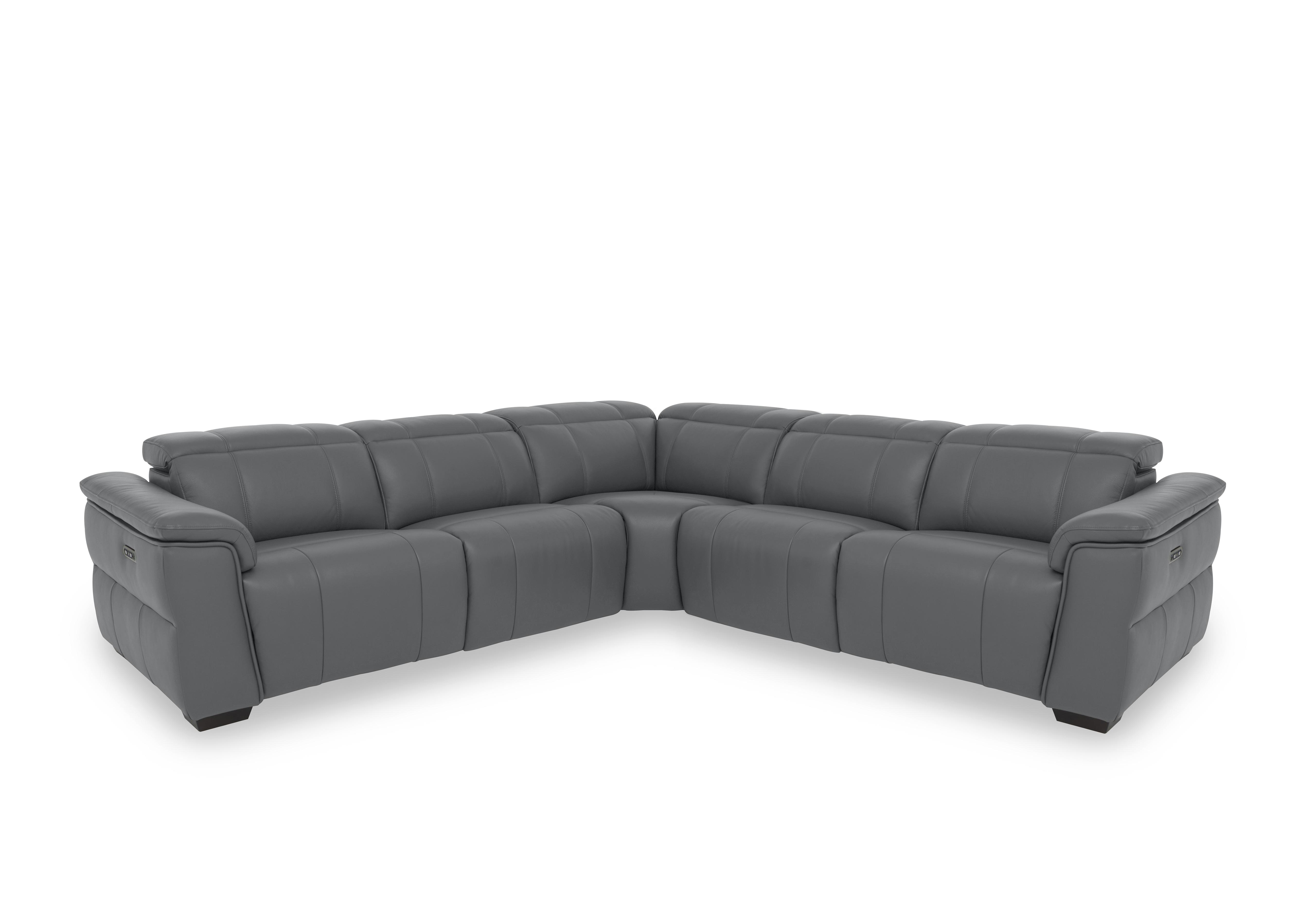 Inca Leather Large Power Recliner Corner Sofa with Power Headrests in Cat-60/33 Granite on Furniture Village