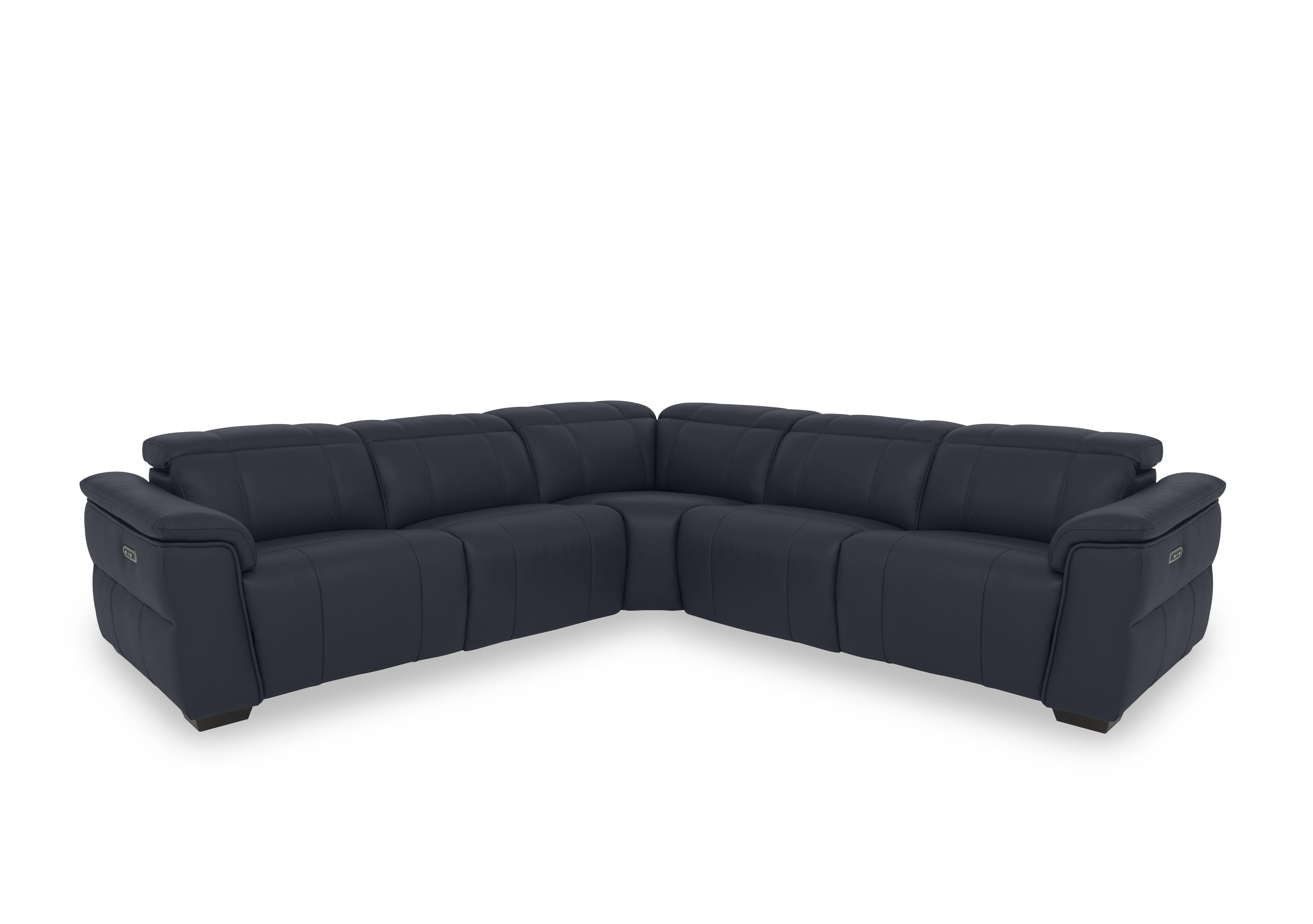 Inca Leather Large Power Recliner Corner Sofa with Power Headrests in Navy Cat-40/24 on Furniture Village