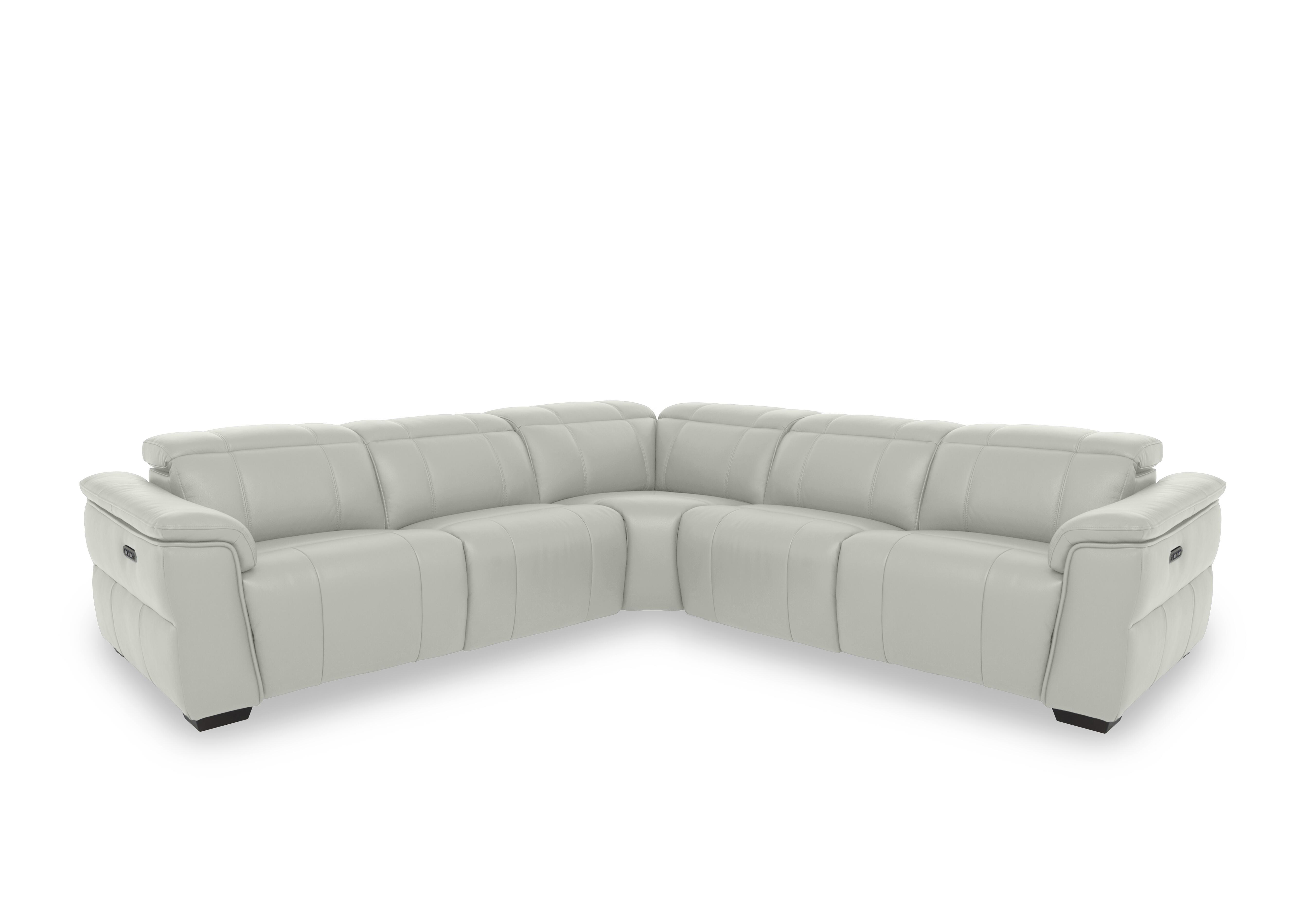 Inca Leather Large Power Recliner Corner Sofa with Power Headrests in Oslo Cat-40/27 Light Grey on Furniture Village