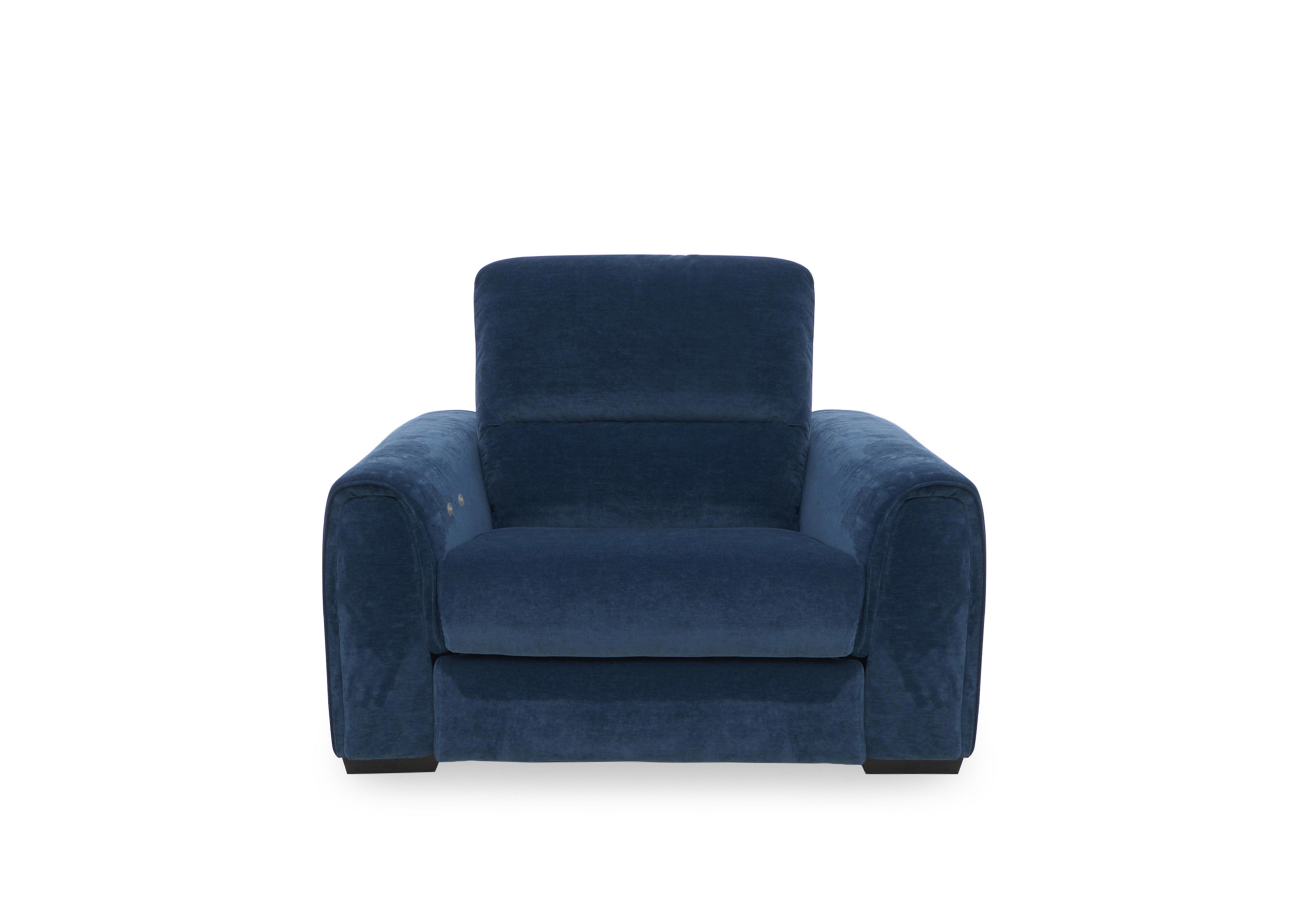 Flex Fabric Power Recliner Armchair with Storage Arms in Fab-Can-R330 Steel Blue on Furniture Village