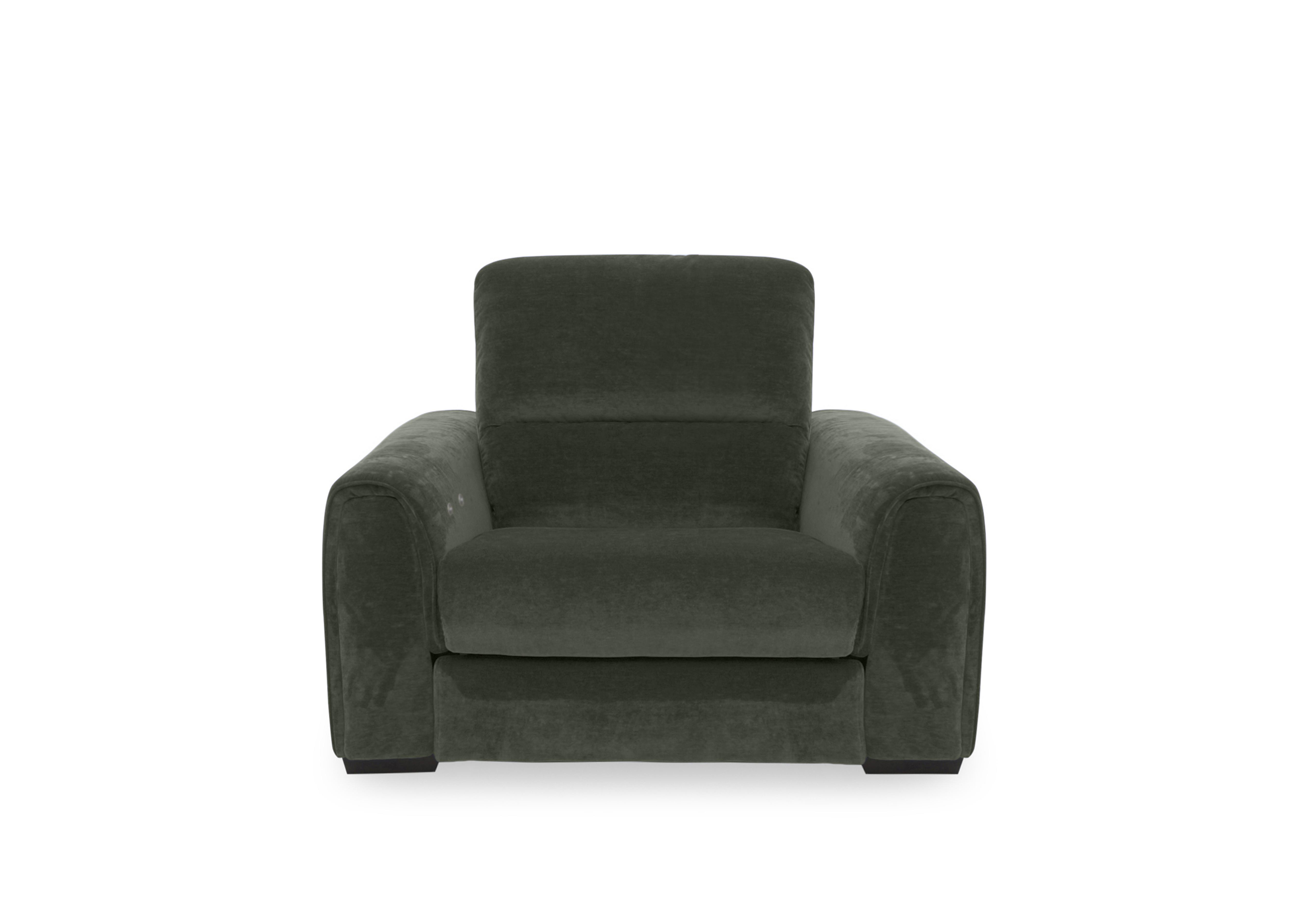 Flex Fabric Power Recliner Armchair with Storage Arms in Fab-Can-R352 Forest Green on Furniture Village