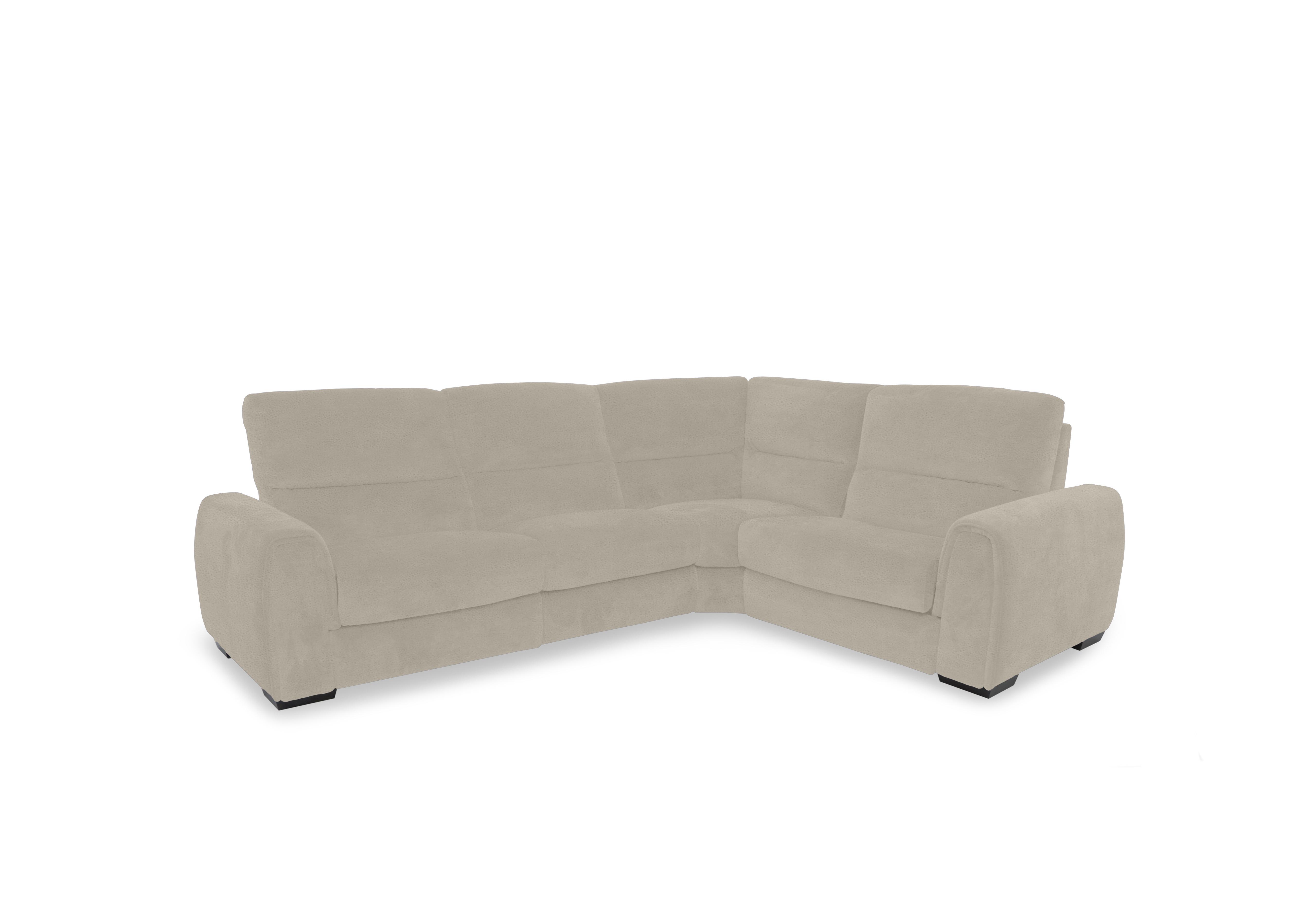 Flex Fabric Small Corner Sofa Bed with Power Recliner and Storage Arms in Fab-Meg-R32 Light Khaki on Furniture Village