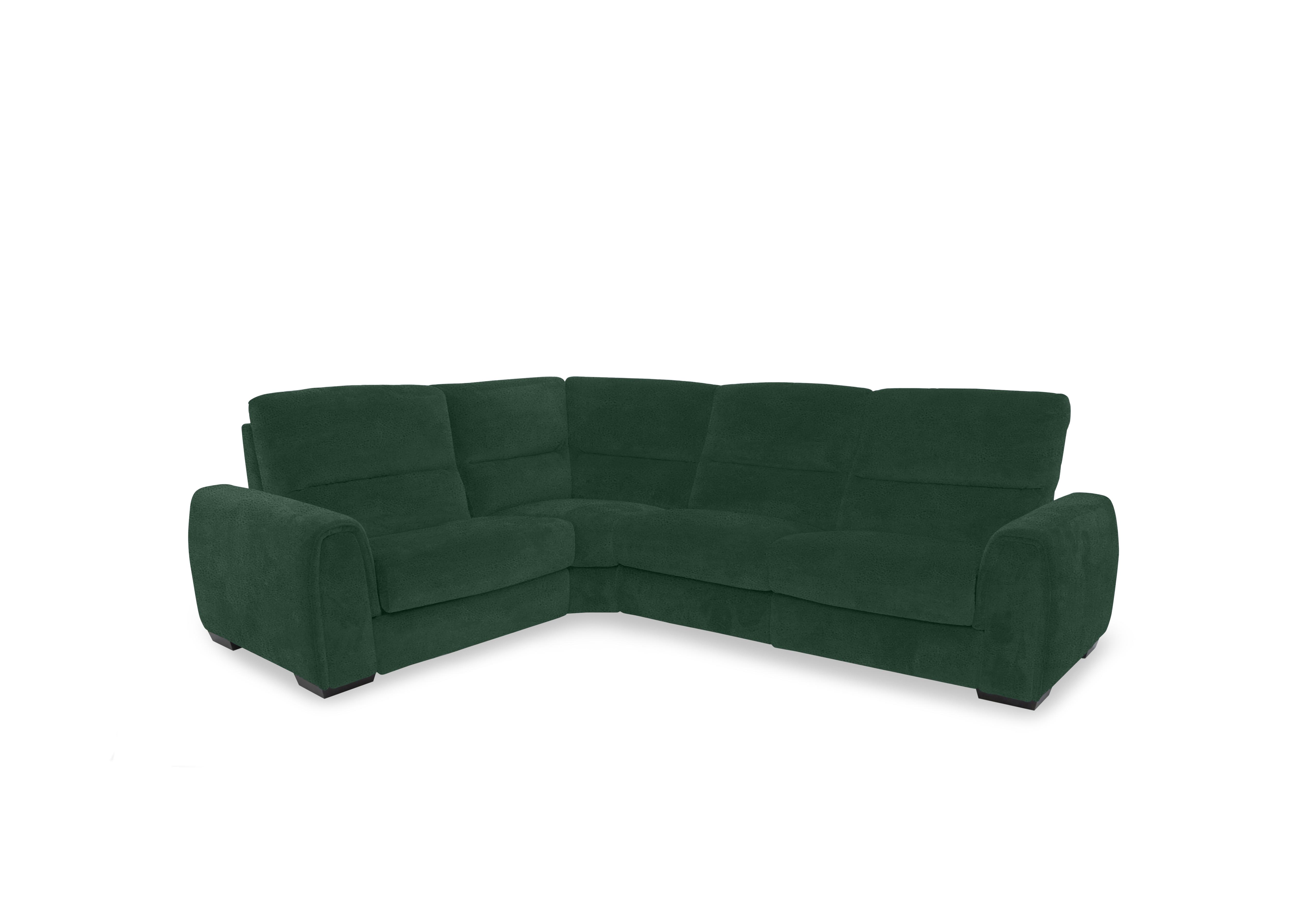 Flex Fabric Small Corner Sofa Bed with Power Recliner and Storage Arms in Fab-Meg-R37 Emerald Green on Furniture Village